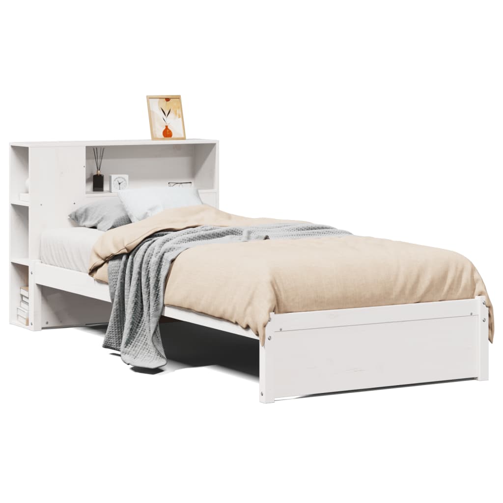 Bett Mit Bücherregal Holzbett Mit Regal Natur/Weiß Verschiedene Größen vidaXL - Bild 28 von 28