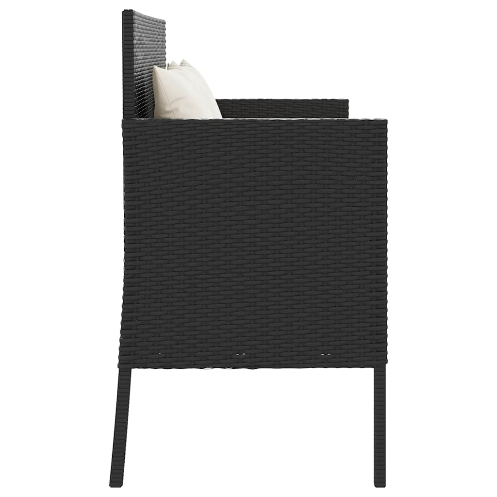 Gartenbank mit Kissen Sitzbank Parkbank mit Stauraum Schwarz Poly Rattan vidaXL - Bild 18 von 75