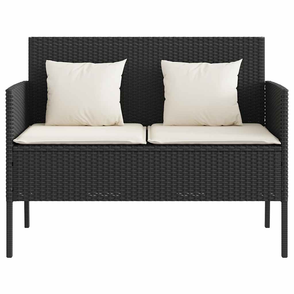 Gartenbank mit Kissen Sitzbank Parkbank mit Stauraum Schwarz Poly Rattan vidaXL - Bild 17 von 75