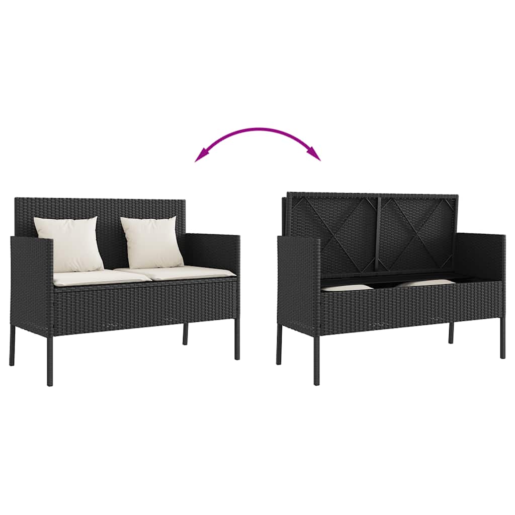 Gartenbank mit Kissen Sitzbank Parkbank mit Stauraum Schwarz Poly Rattan vidaXL - Bild 20 von 75