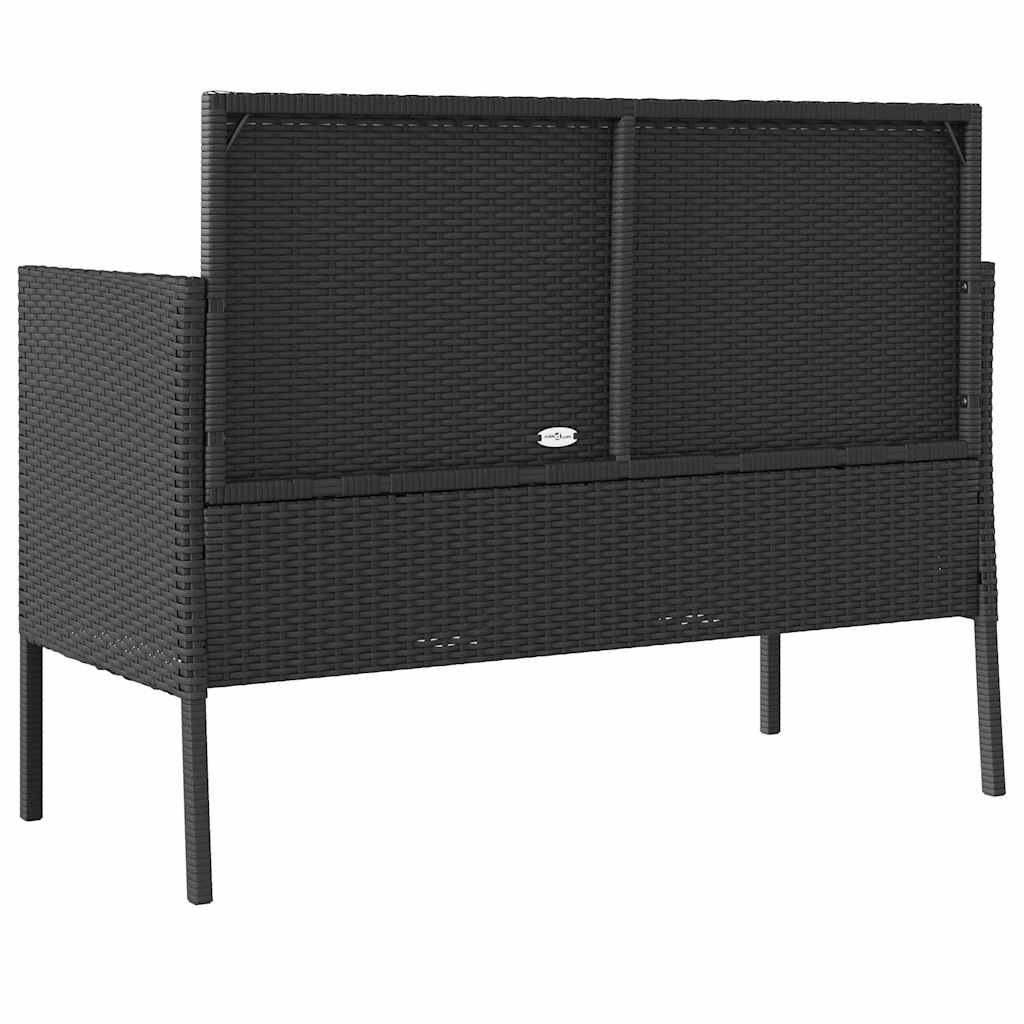Gartenbank mit Kissen Sitzbank Parkbank mit Stauraum Schwarz Poly Rattan vidaXL - Bild 19 von 75