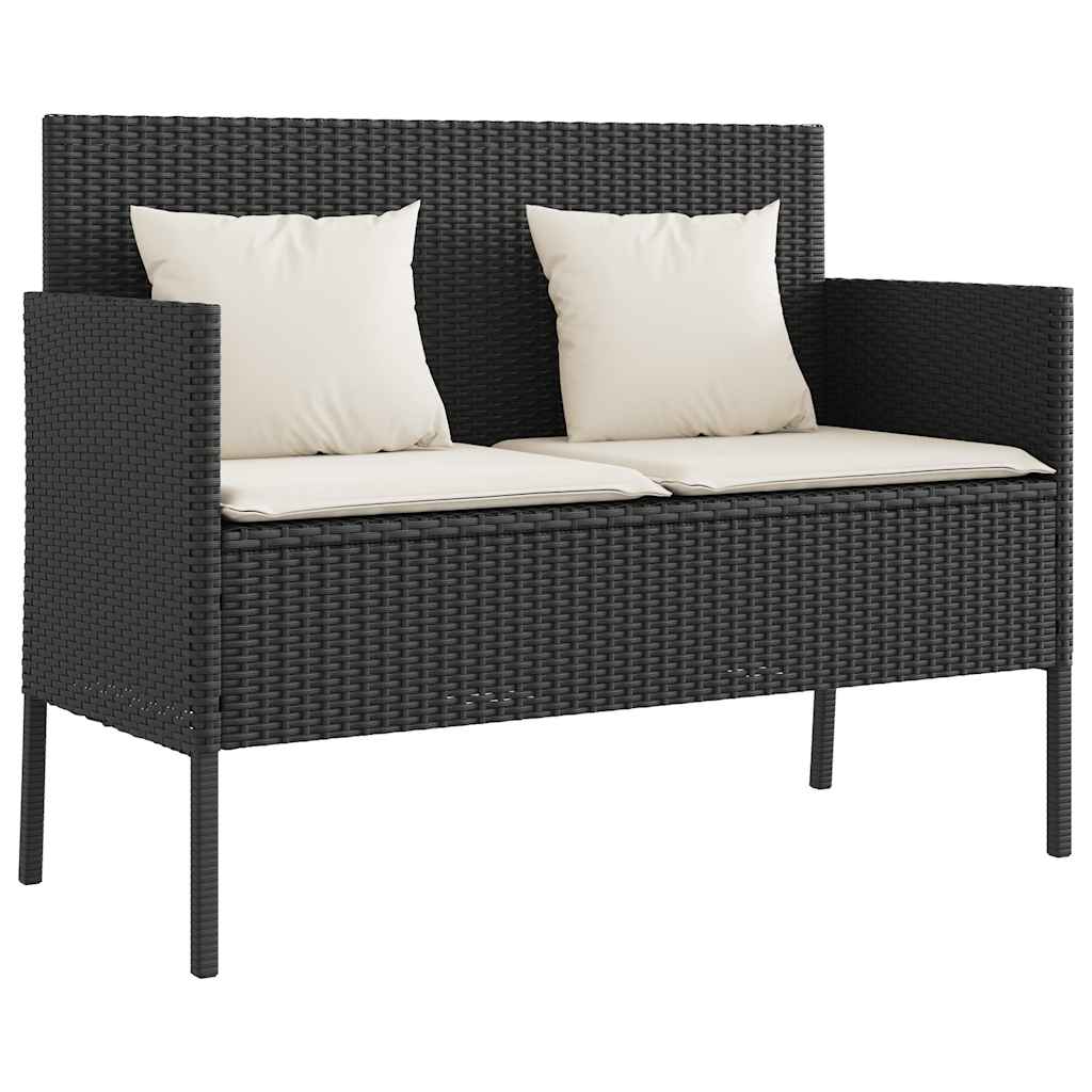 Gartenbank mit Kissen Sitzbank Parkbank mit Stauraum Schwarz Poly Rattan vidaXL - Bild 15 von 75