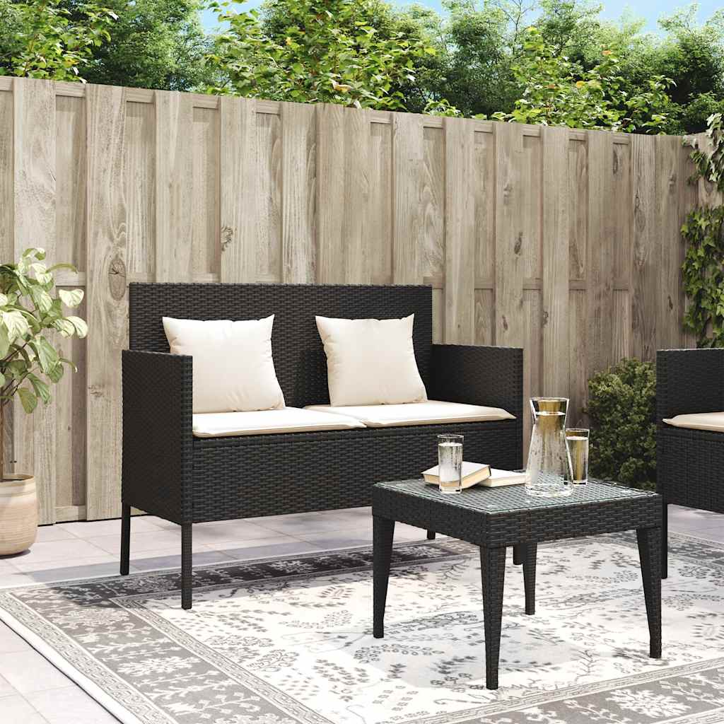 Gartenbank mit Kissen Sitzbank Parkbank mit Stauraum Schwarz Poly Rattan vidaXL - Bild 16 von 75