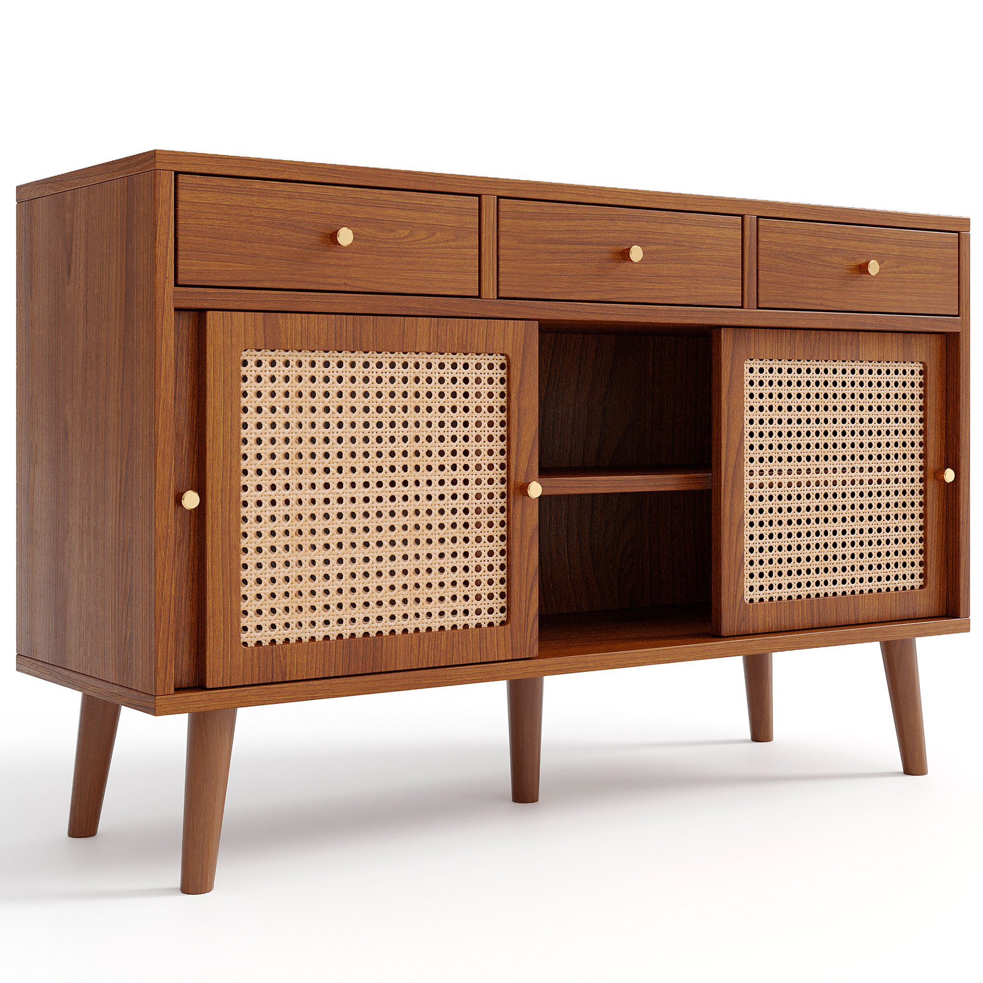 Sideboard, Kommode mit Schubladen und Türen Anrichte Holz Schrank Küchenschrank
