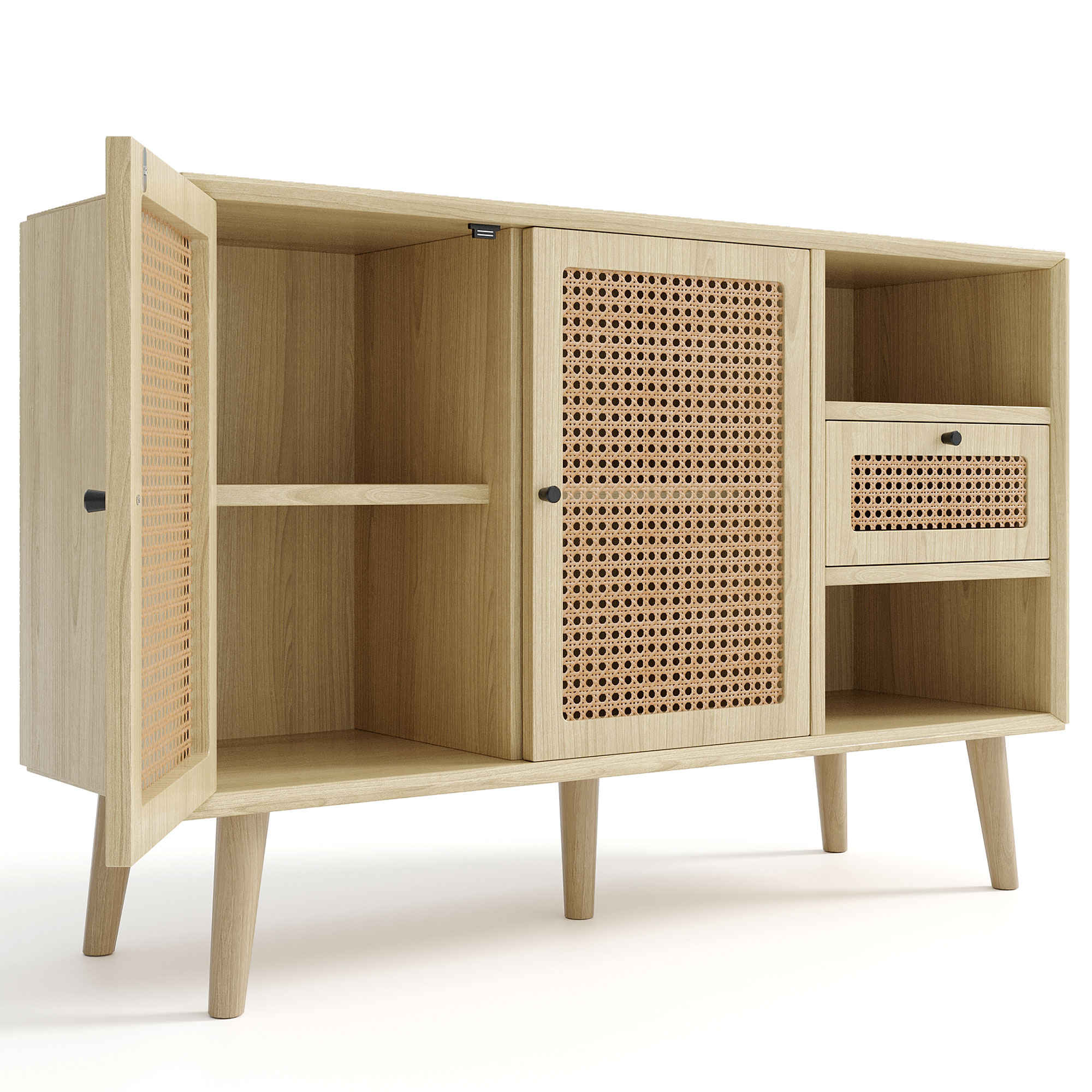 Sideboard, Kommode mit Schubladen und Türen Anrichte Holz Schrank Küchenschrank