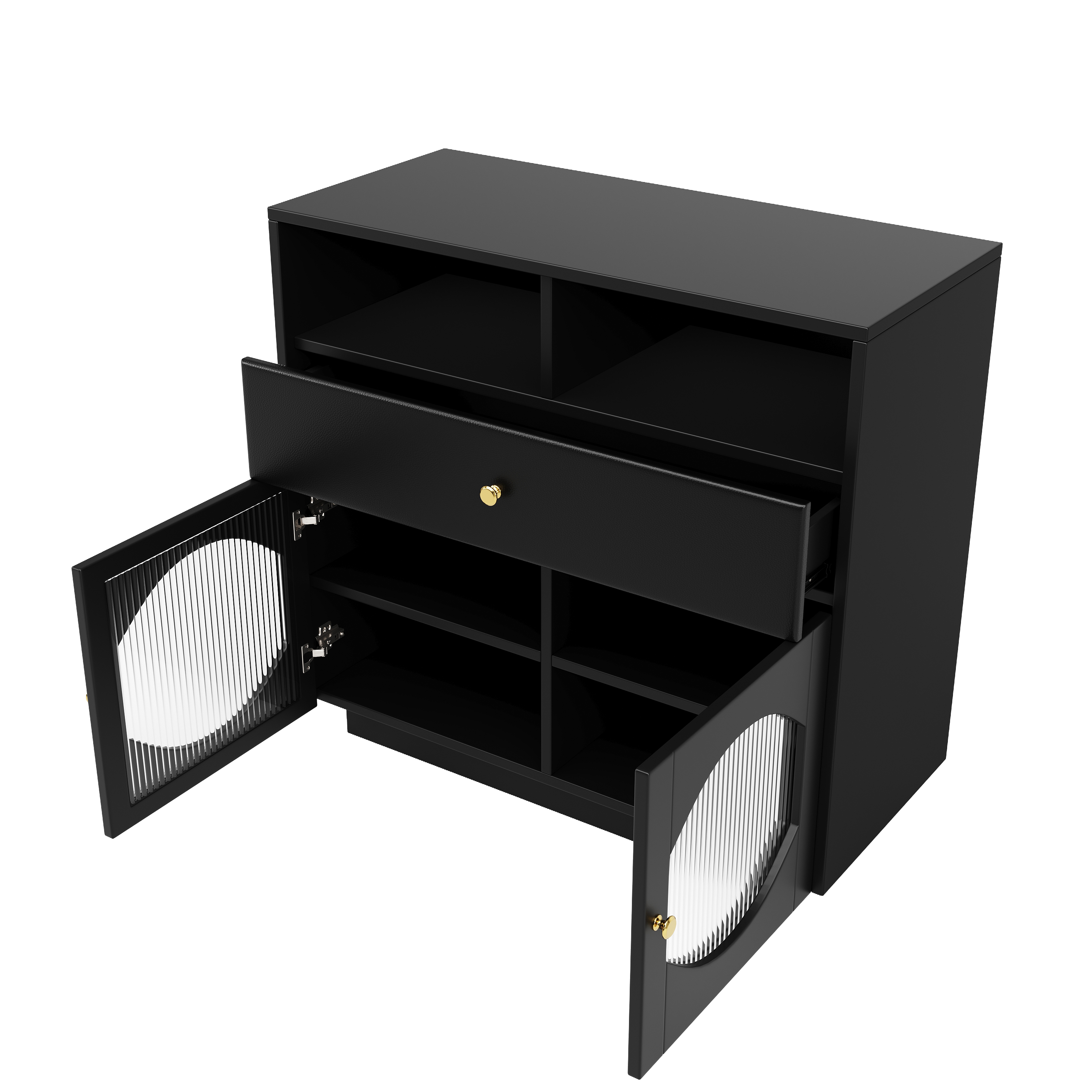 Küchenschrank, Sideboard mit Glastüren, Aufbewahrungsschrank, Buffetschrank 