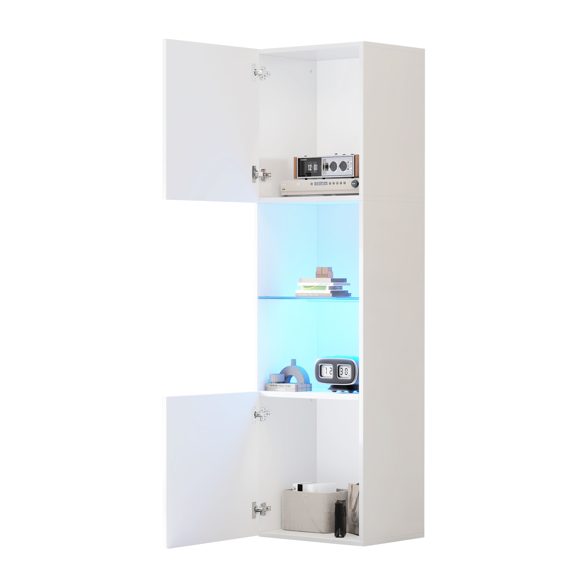 Hochglanz Sideboard Kommode Vitrine mit LED-Beleuchtung Hochschrank Lagerschrank