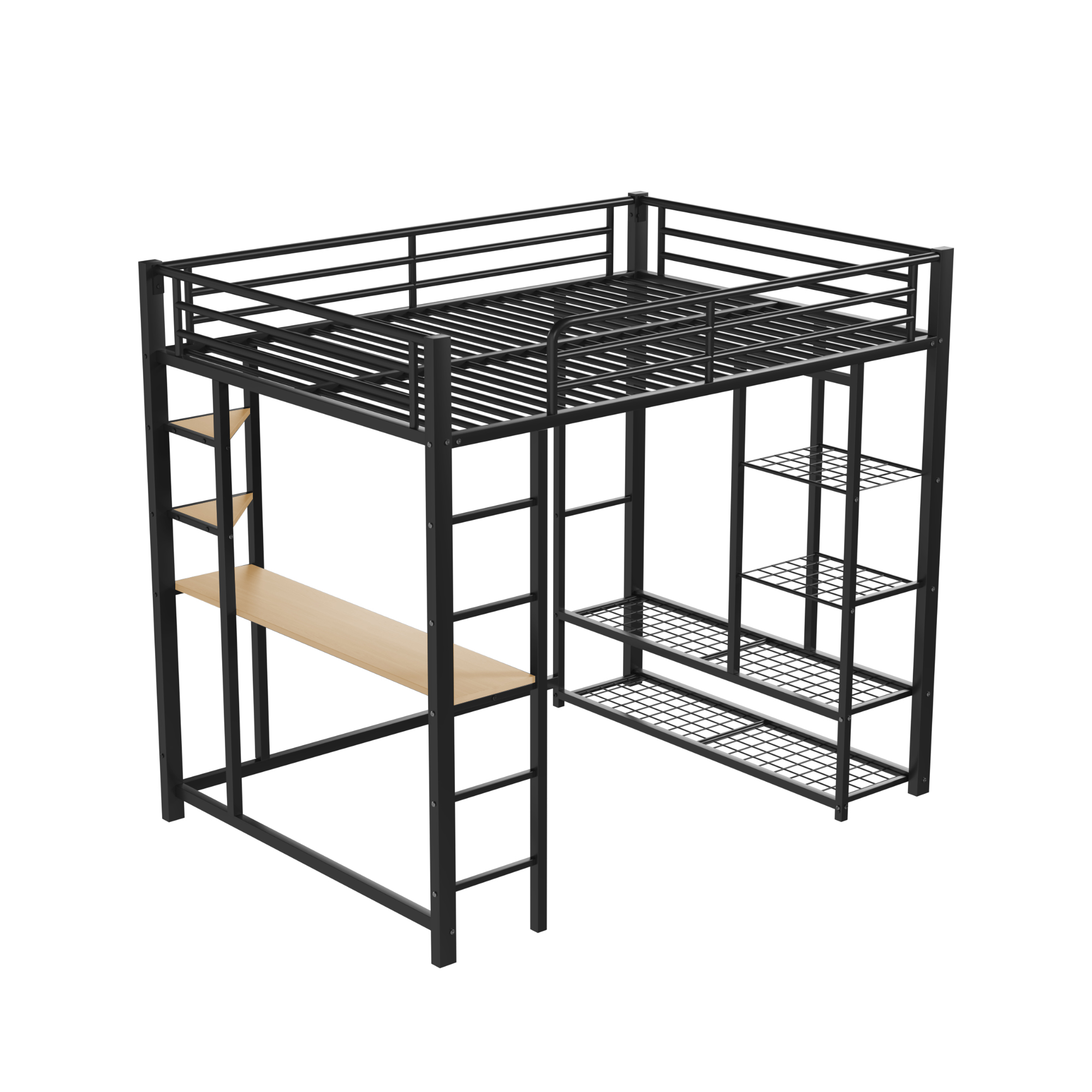 Metall-Hochbett mit Leiter Juniorbett Doppelbett mit Schreibtisch Etagenbett