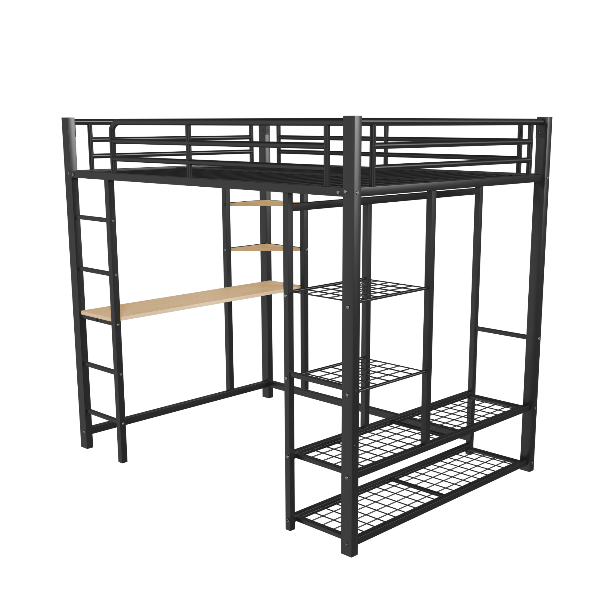 Metall-Hochbett mit Leiter Juniorbett Doppelbett mit Schreibtisch Etagenbett