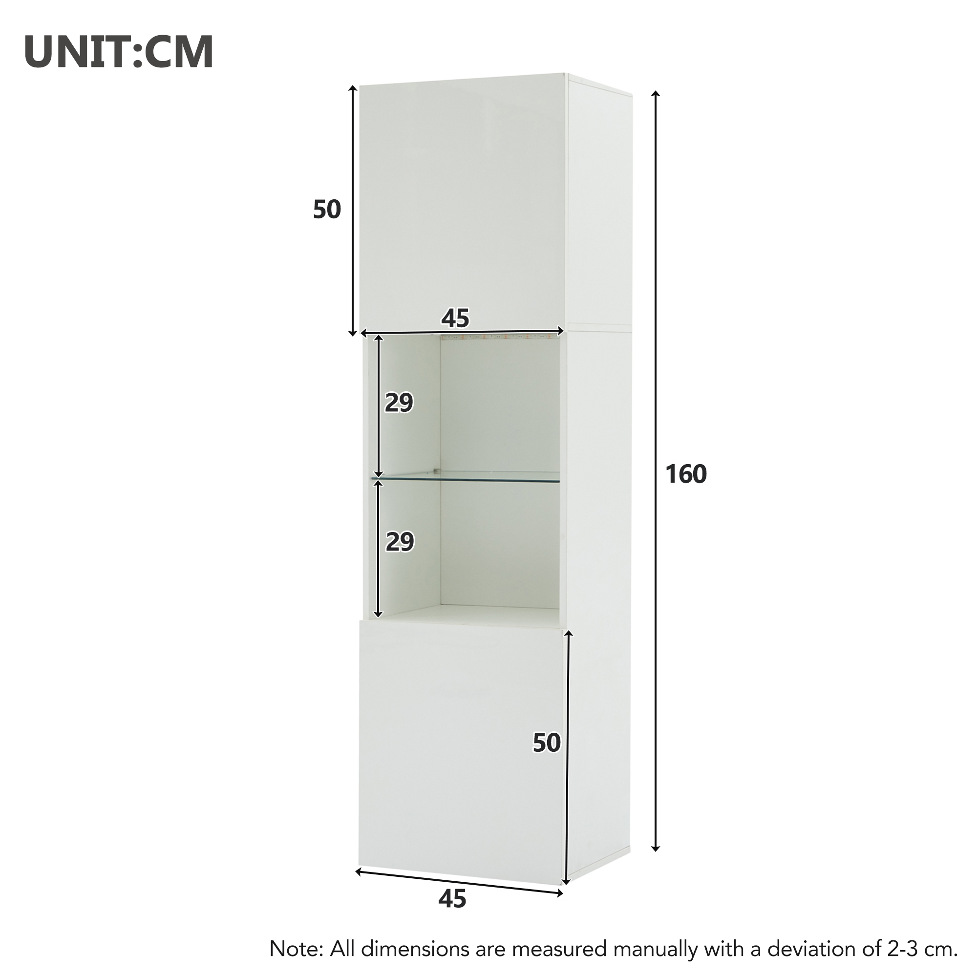 Hochglanz Sideboard Kommode Vitrine mit LED-Beleuchtung Hochschrank Lagerschrank