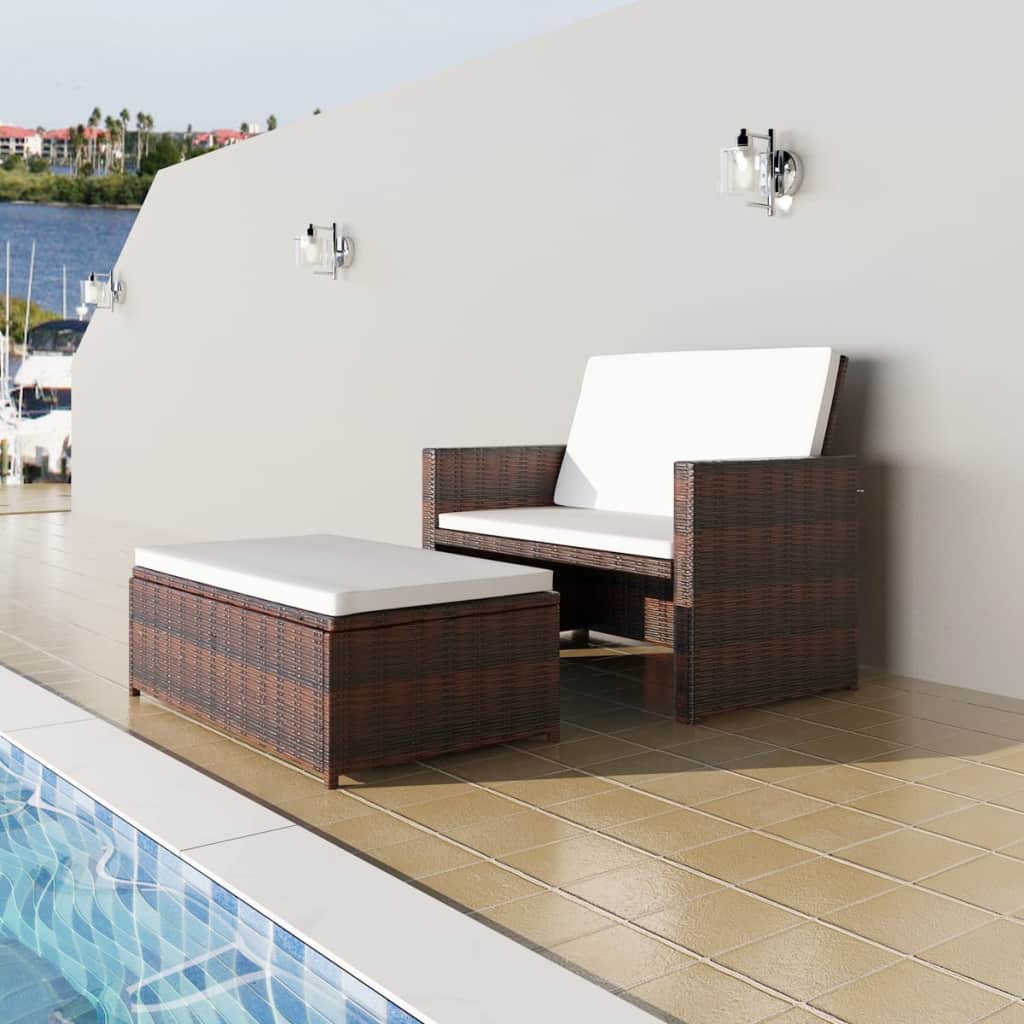 2-Sitzer-Sofa Sofa Bett Schlafsofa Gartenmöbel Garten sofa mit Hocker PE-Rattan - Bild 25 von 31