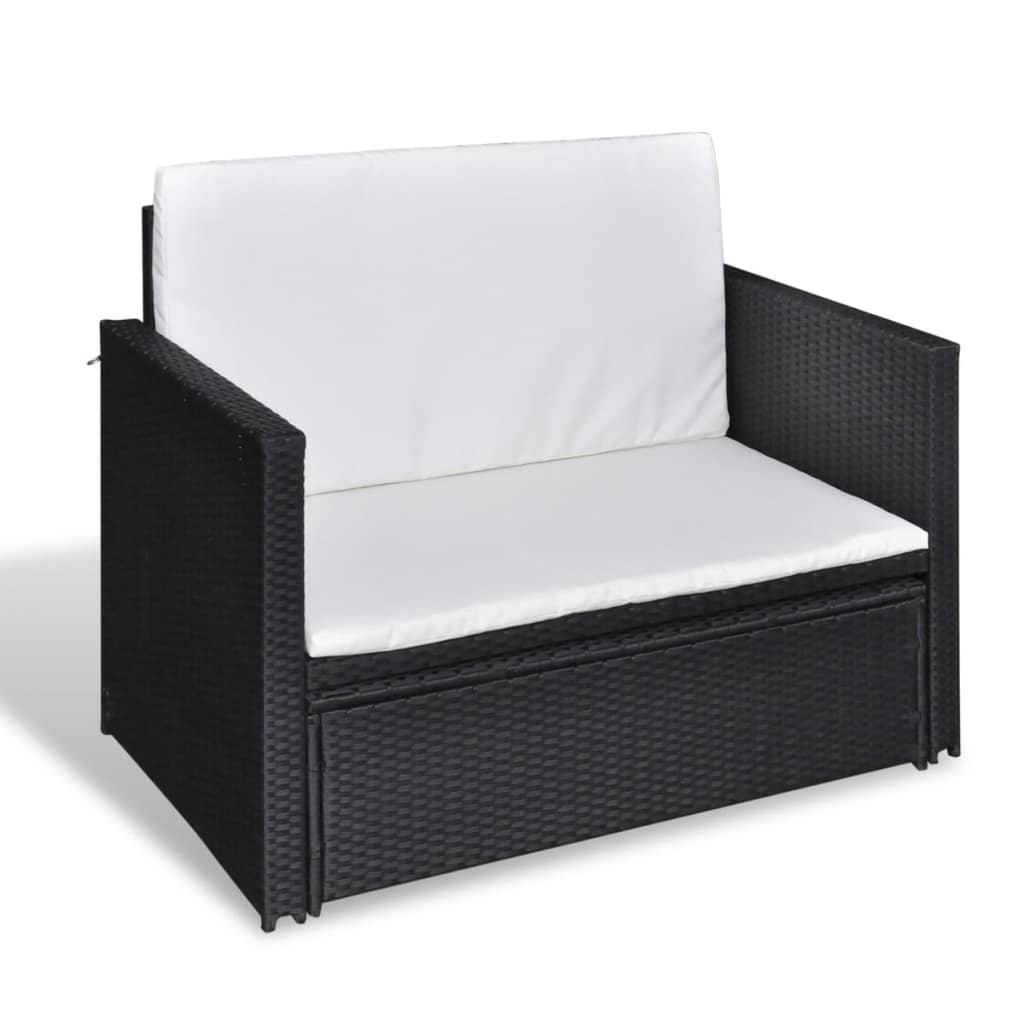 2-Sitzer-Sofa Sofa Bett Schlafsofa Gartenmöbel Garten sofa mit Hocker PE-Rattan - Bild 13 von 31