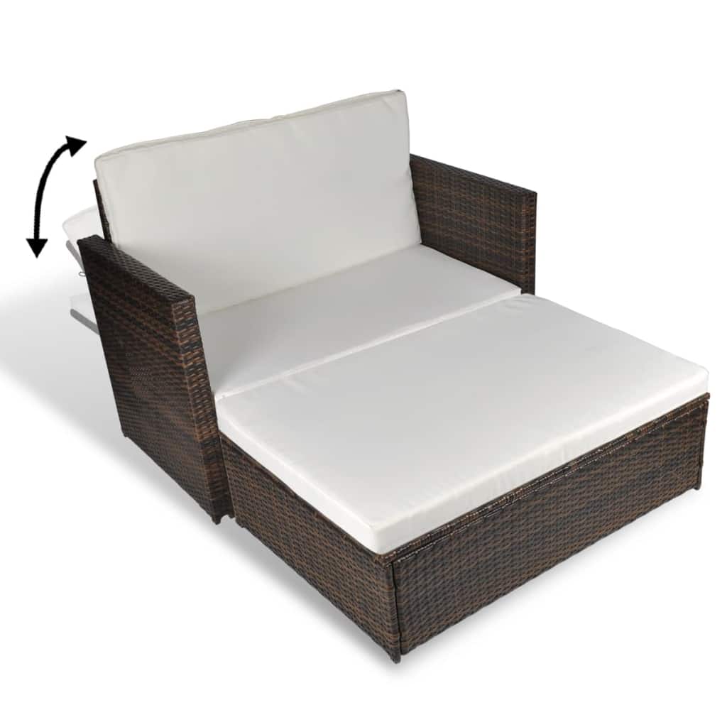 2-Sitzer-Sofa Sofa Bett Schlafsofa Gartenmöbel Garten sofa mit Hocker PE-Rattan - Bild 27 von 31