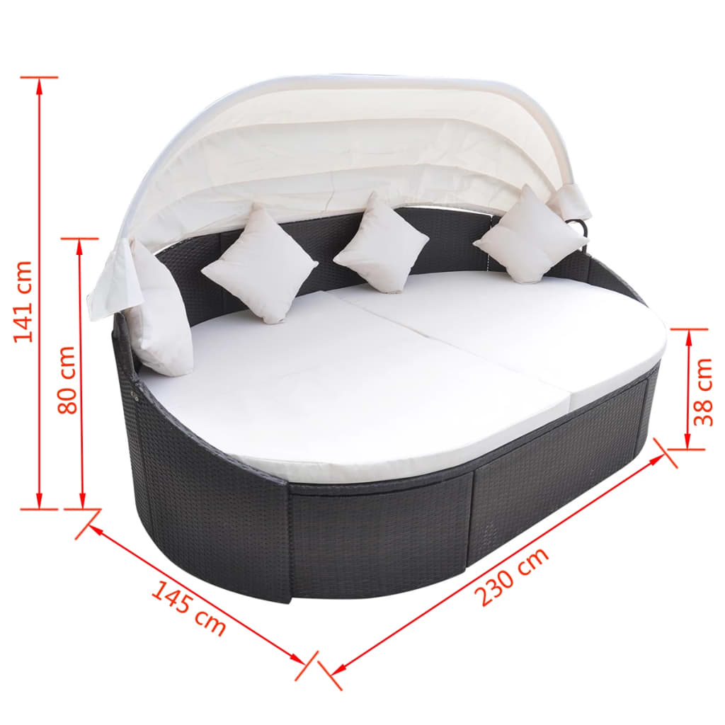 Garten Sonneninsel mit Sonnendach Poly Rattan Sonnenliege Sitzgruppe Lounge Set - Bild 15 von 20