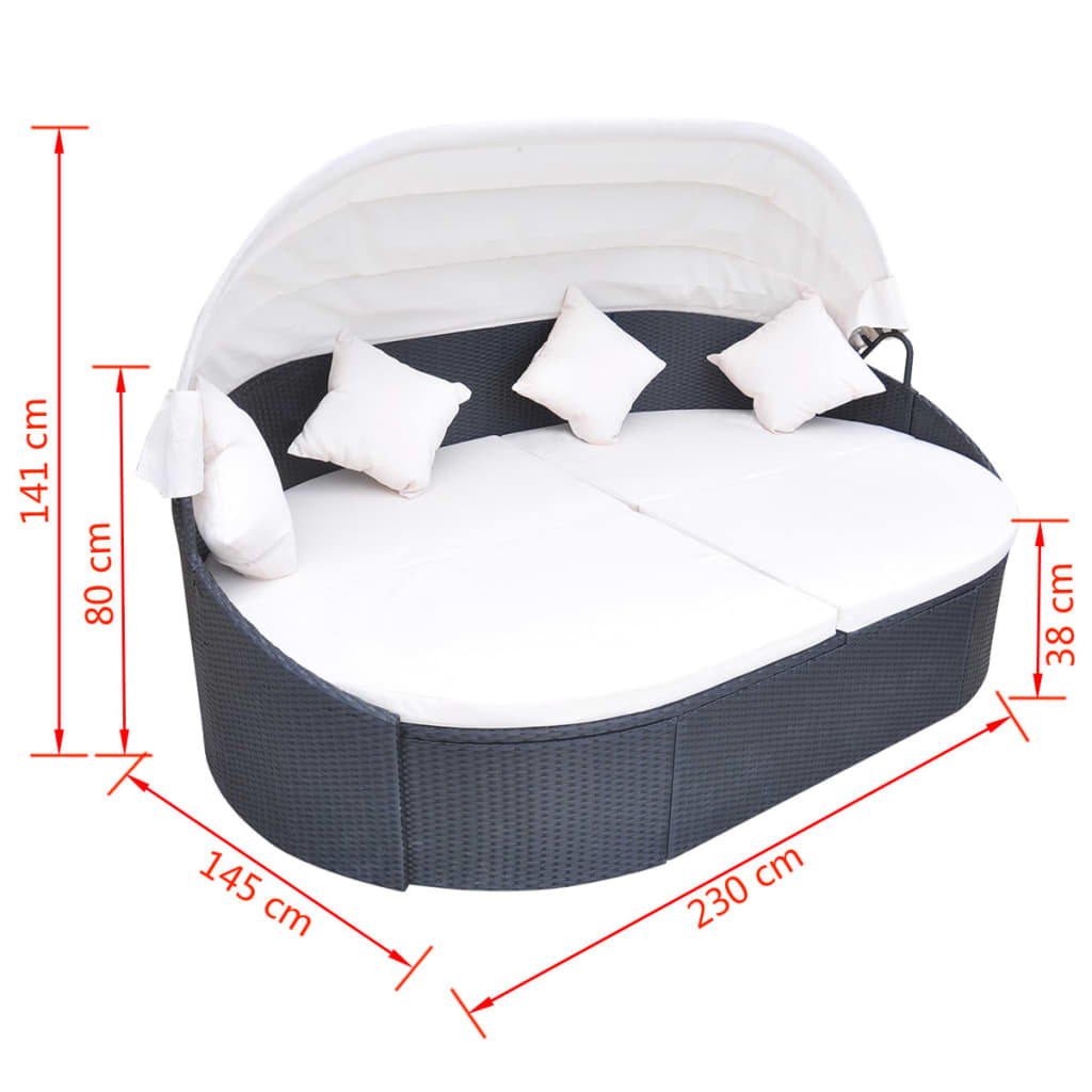 Garten Sonneninsel mit Sonnendach Poly Rattan Sonnenliege Sitzgruppe Lounge Set - Bild 20 von 20