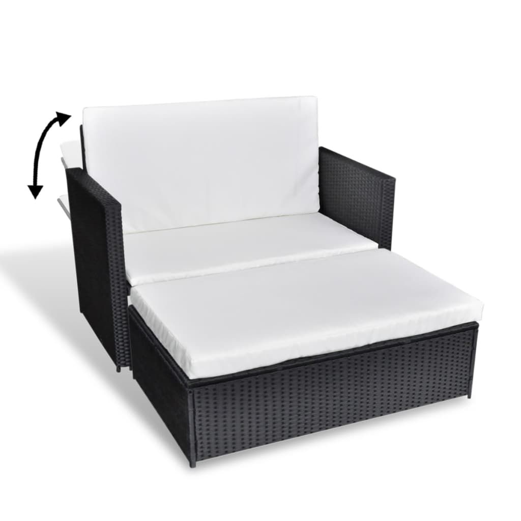 2-Sitzer-Sofa Sofa Bett Schlafsofa Gartenmöbel Garten sofa mit Hocker PE-Rattan - Bild 12 von 31