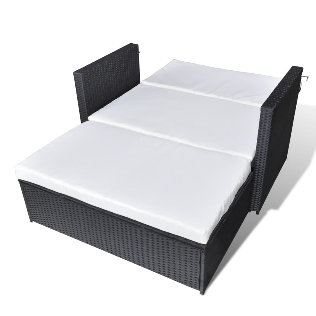 2-Sitzer-Sofa Sofa Bett Schlafsofa Gartenmöbel Garten sofa mit Hocker PE-Rattan - Bild 14 von 31