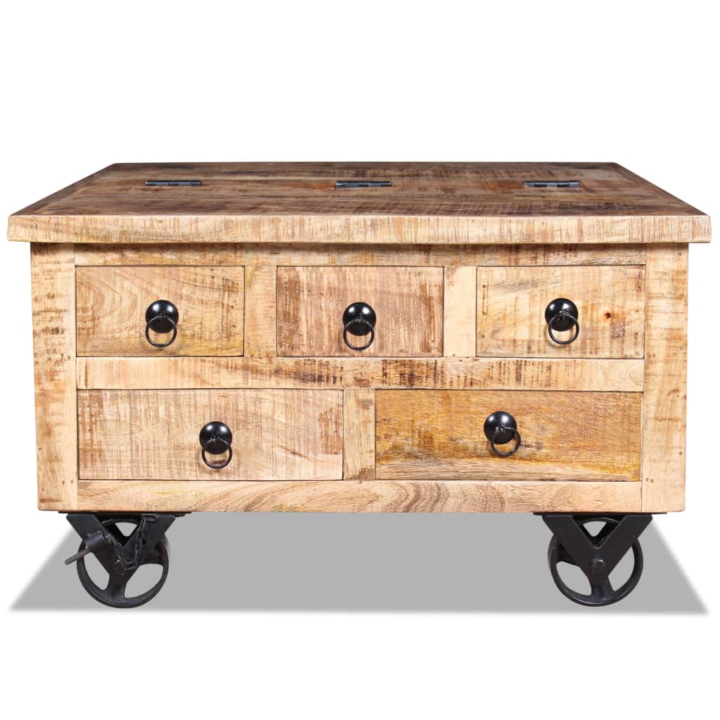 Couchtisch Altholz Sofatisch Wohnzimmertisch Beistelltisch Retro Tisch soldes Schublade