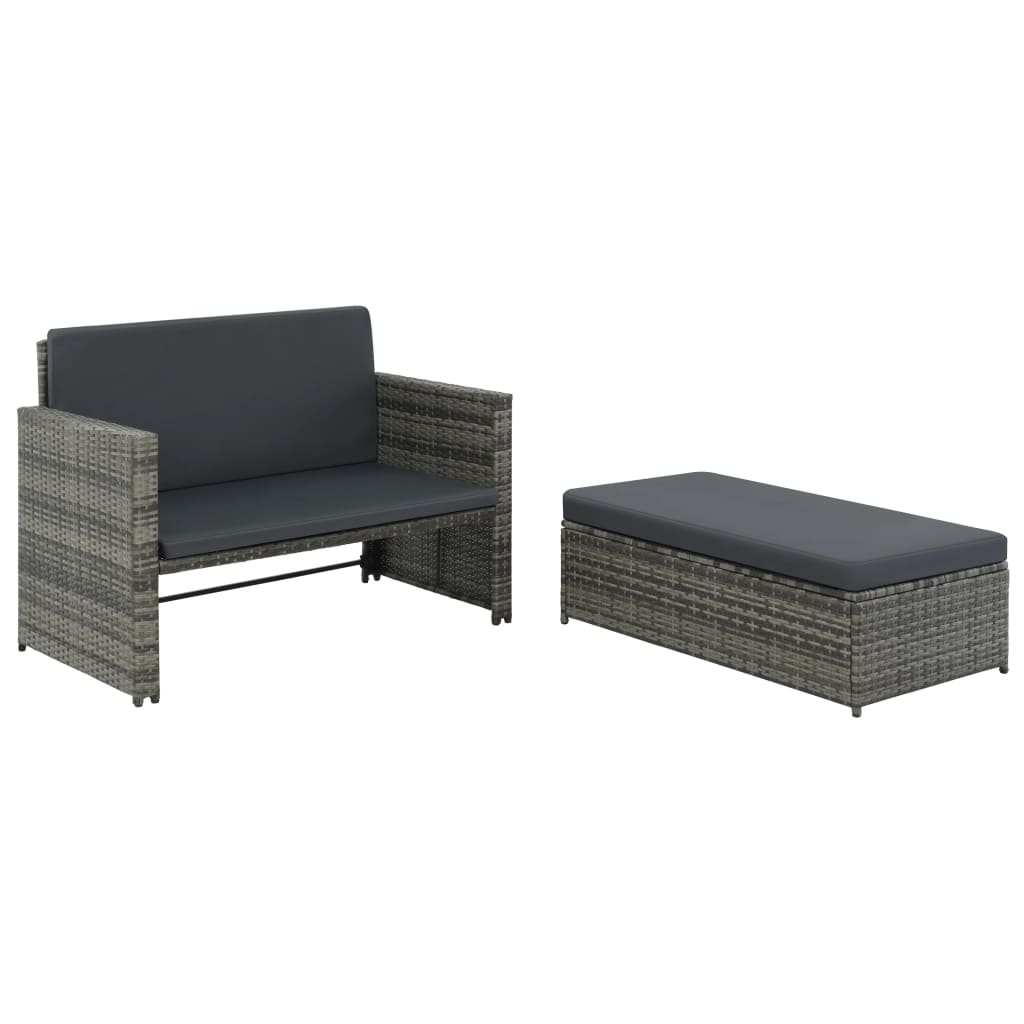 2-Sitzer-Sofa Sofa Bett Schlafsofa Gartenmöbel Garten sofa mit Hocker PE-Rattan - Bild 16 von 31