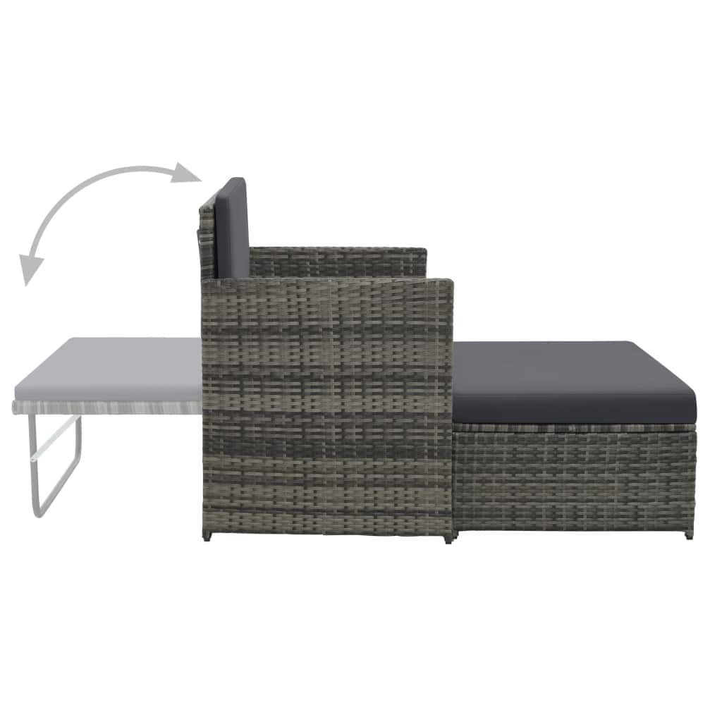 2-Sitzer-Sofa Sofa Bett Schlafsofa Gartenmöbel Garten sofa mit Hocker PE-Rattan - Bild 19 von 31