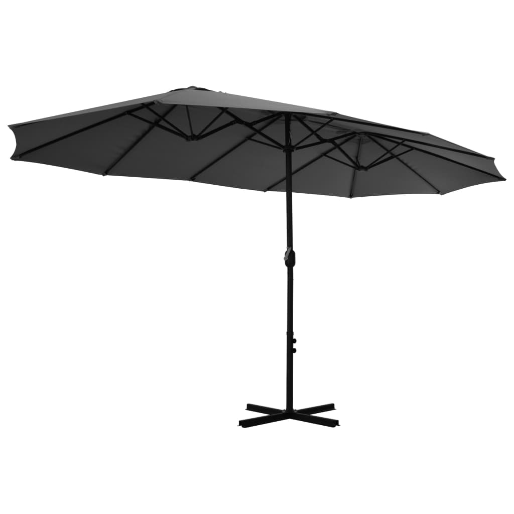 Alu Sonnenschirm Doppel Oval Marktschirm Handurbel Gartenschirm 460x270x246cm - Bild 48 von 77