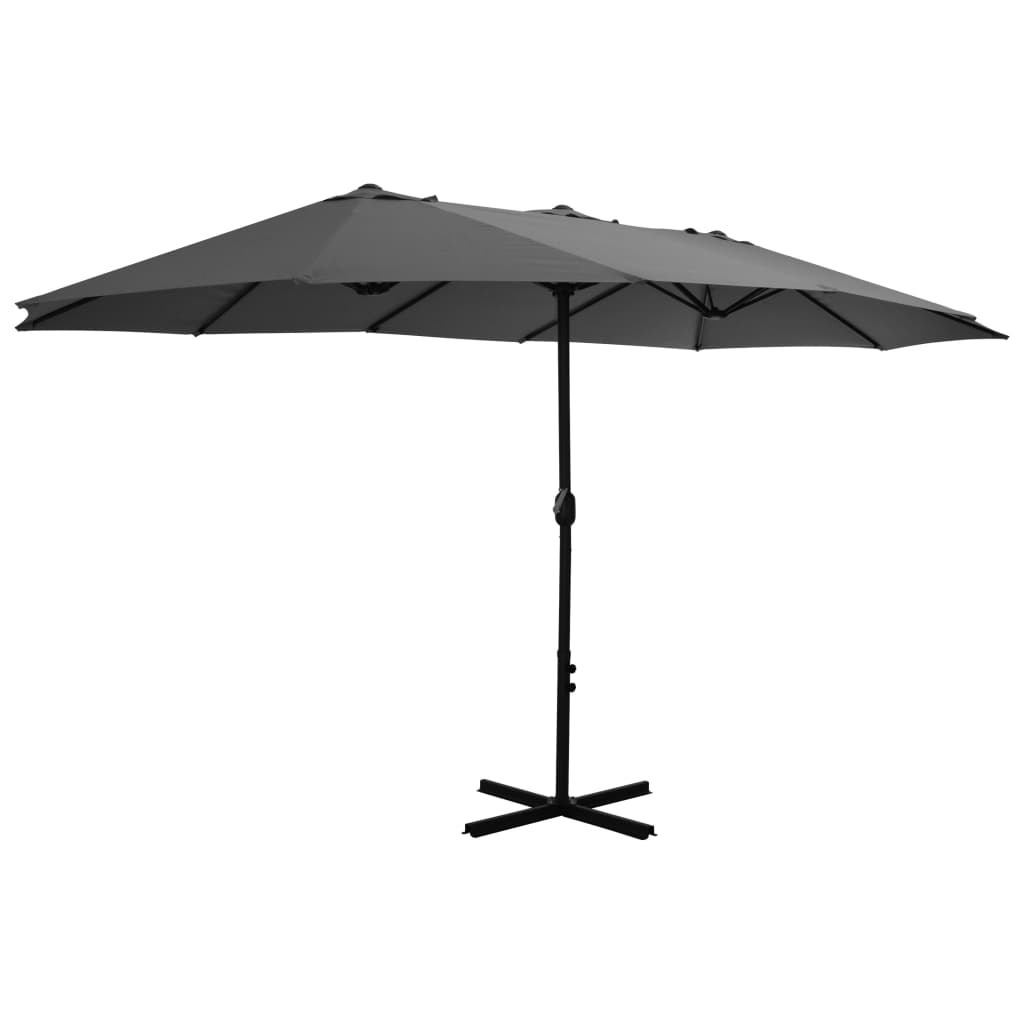Alu Sonnenschirm Doppel Oval Marktschirm Handurbel Gartenschirm 460x270x246cm - Bild 46 von 77