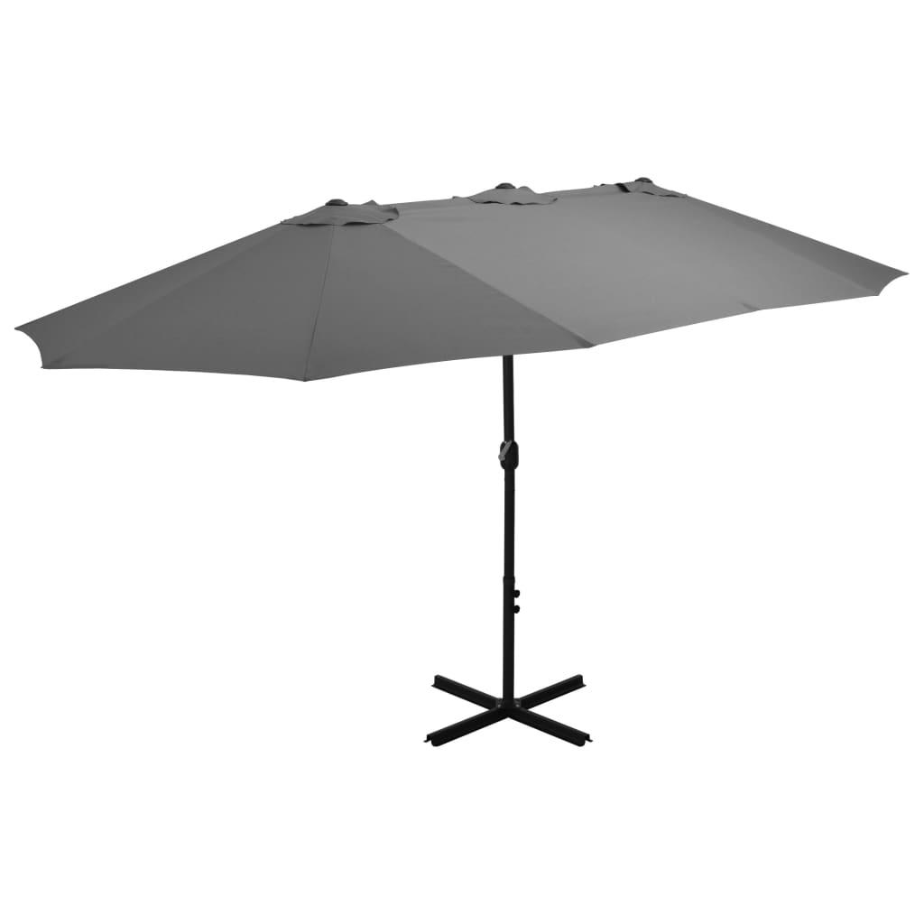 Alu Sonnenschirm Doppel Oval Marktschirm Handurbel Gartenschirm 460x270x246cm - Bild 44 von 77