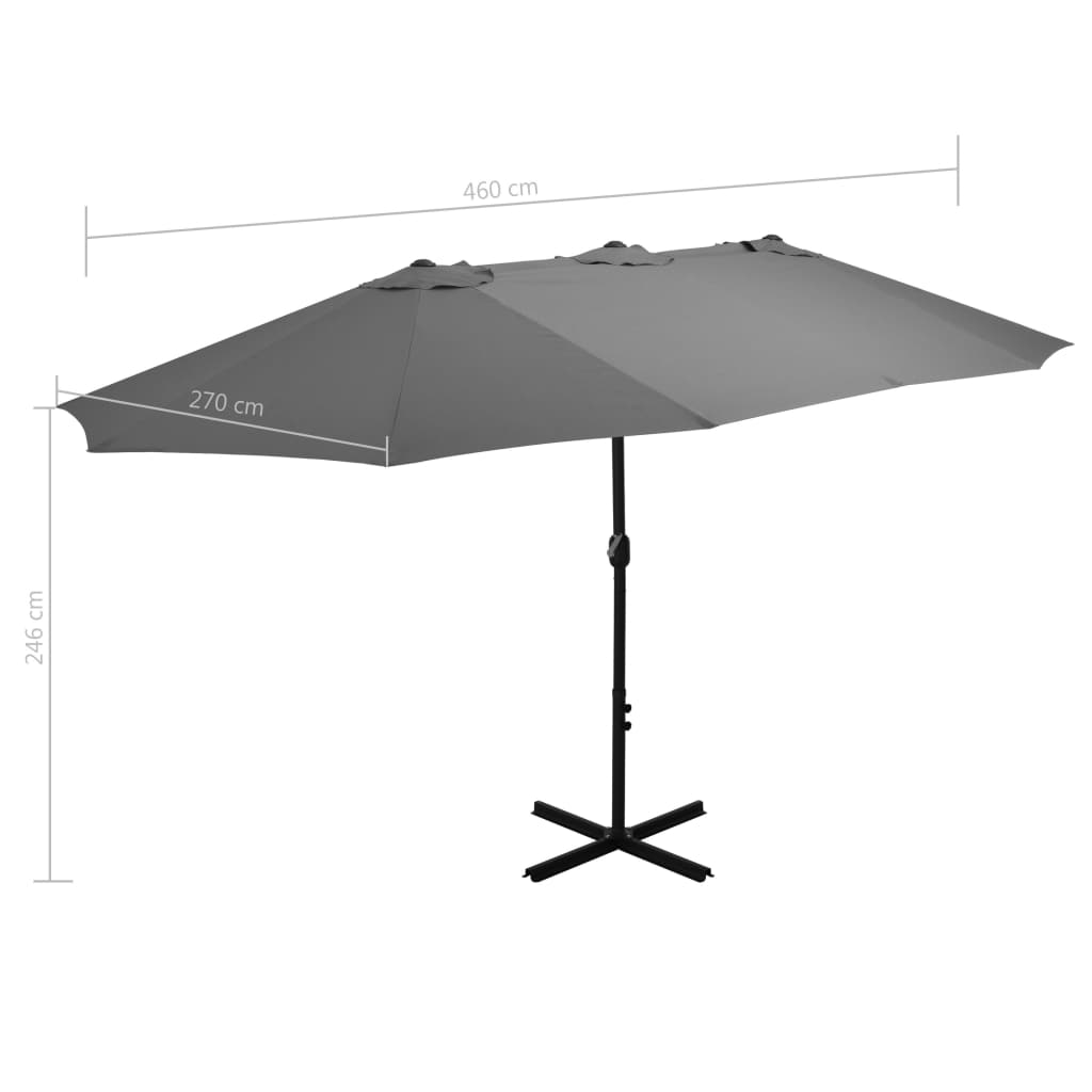 Alu Sonnenschirm Doppel Oval Marktschirm Handurbel Gartenschirm 460x270x246cm - Bild 51 von 77