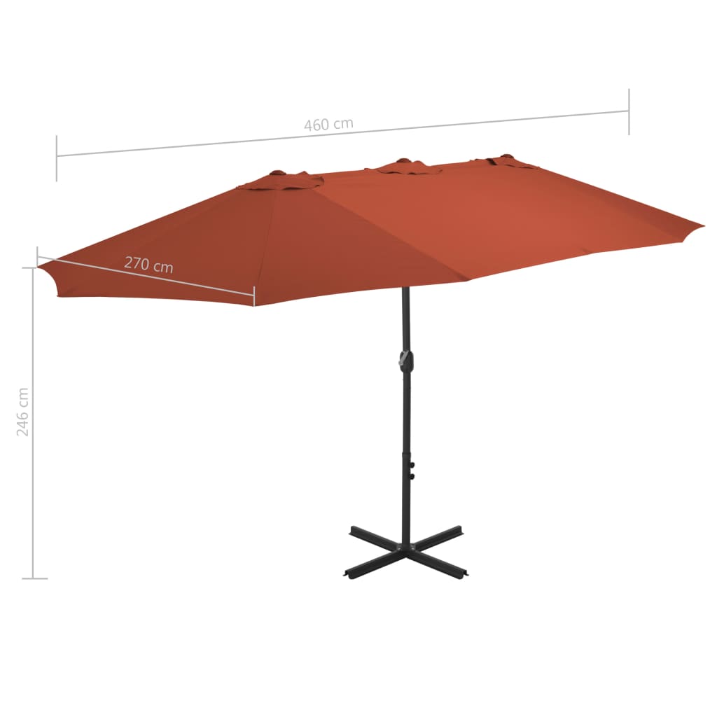 Alu Sonnenschirm Doppel Oval Marktschirm Handurbel Gartenschirm 460x270x246cm - Bild 43 von 77