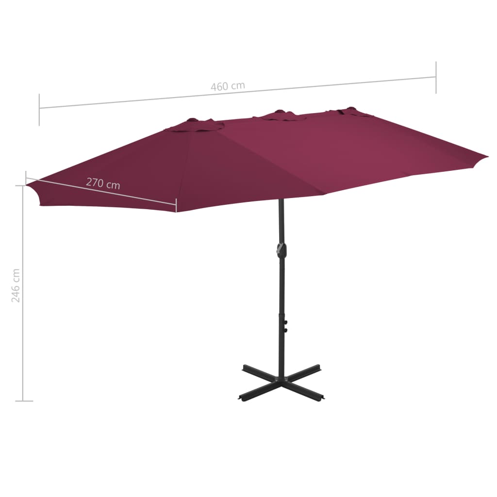 Alu Sonnenschirm Doppel Oval Marktschirm Handurbel Gartenschirm 460x270x246cm - Bild 69 von 77