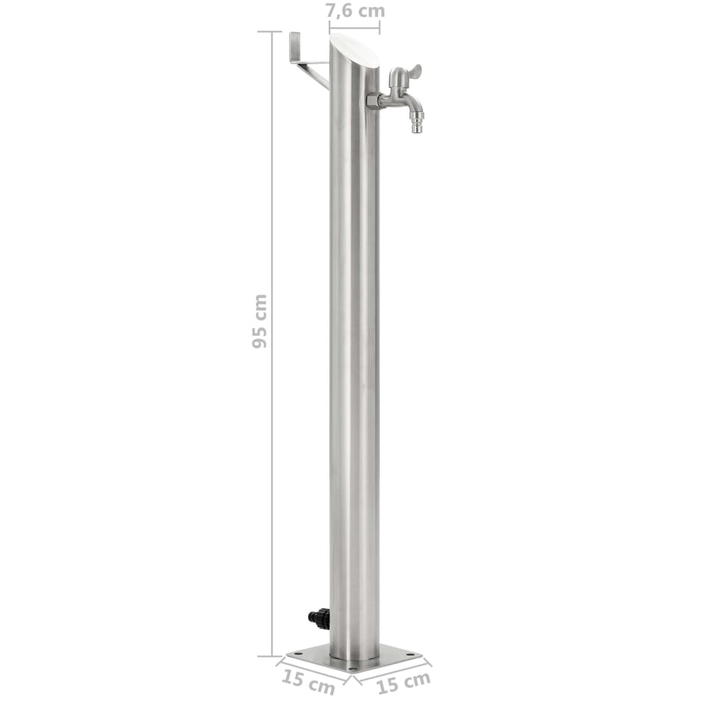 Garten-Wassersäule Edelstahl 95/65 cm Wasserzapfstelle Brunnen Wasserzapfsäule - Bild 25 von 50