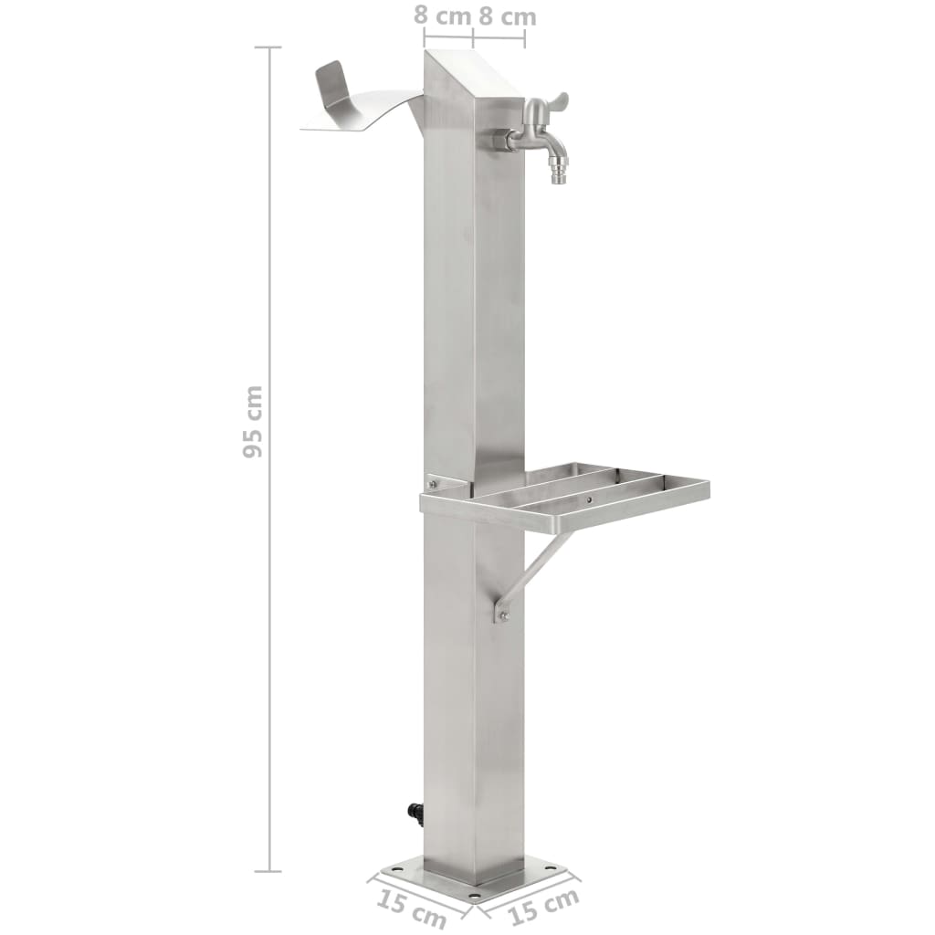 Garten-Wassersäule Edelstahl 95/65 cm Wasserzapfstelle Brunnen Wasserzapfsäule - Bild 34 von 50
