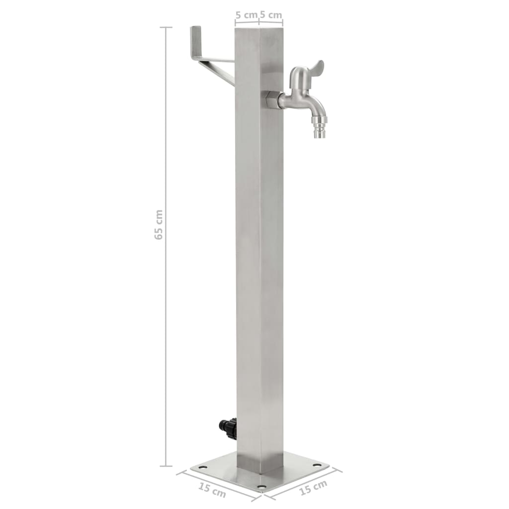 Garten-Wassersäule Edelstahl 95/65 cm Wasserzapfstelle Brunnen Wasserzapfsäule - Bild 9 von 50
