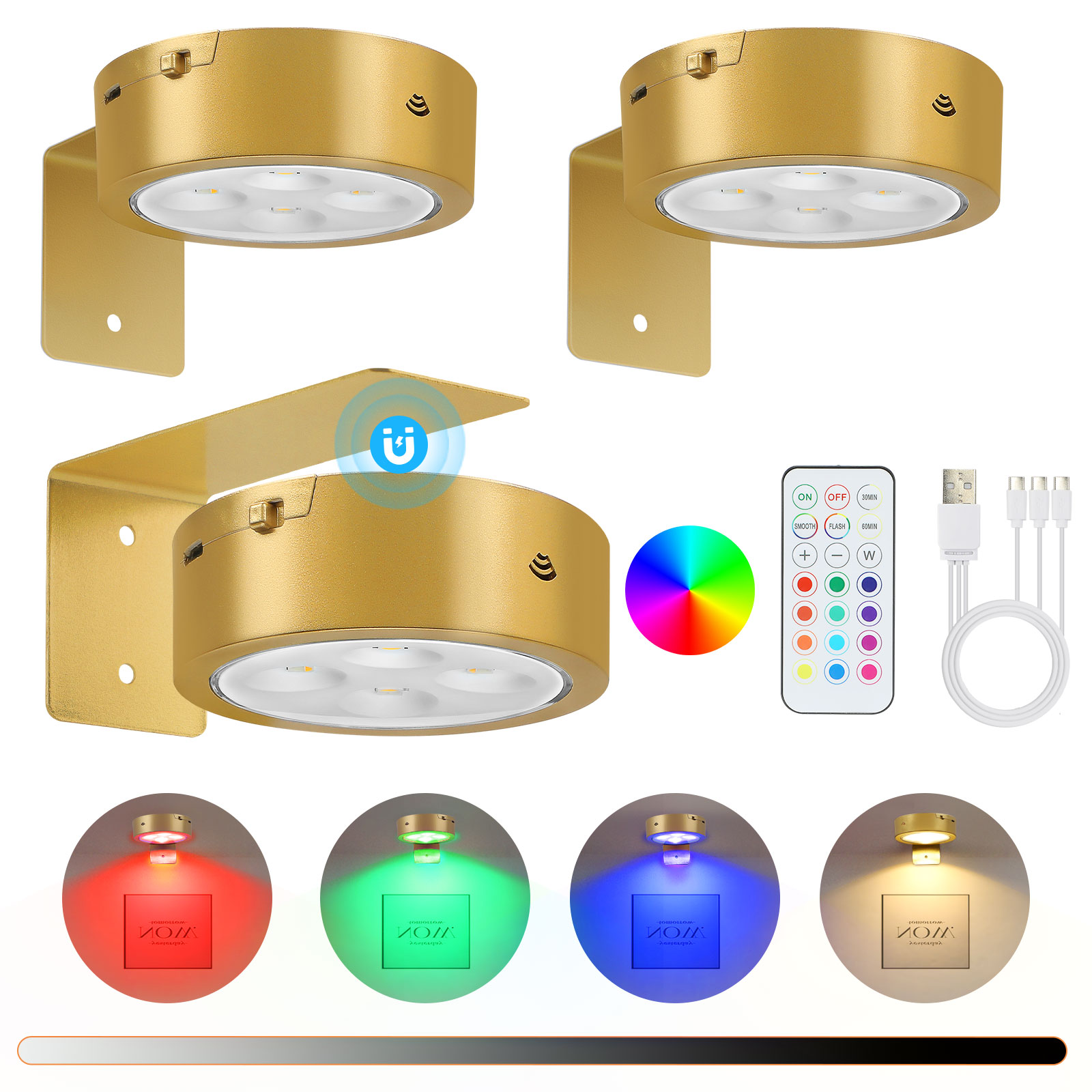 3/6Pack LED Picture Lights Rechargeable Dimmable Wireless Art Display Wall Light - Picture 26 of 26