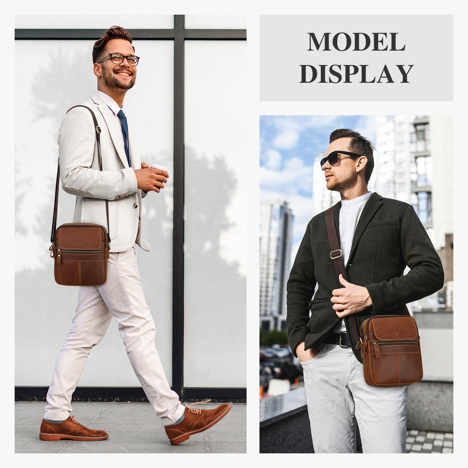 Vintage Men Messenger Shoulder Bag Genuine Leather Business Travel Handbag New - Picture 31 of 37