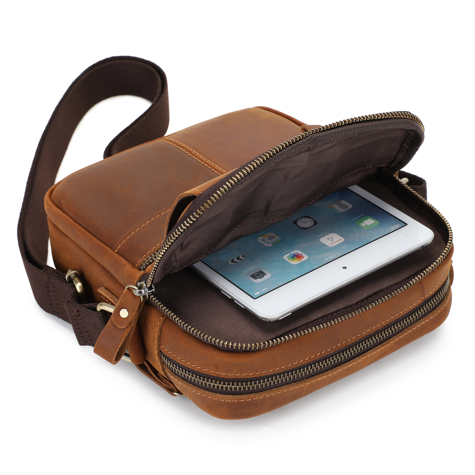 Vintage Men Messenger Shoulder Bag Genuine Leather Business Travel Handbag New - Picture 32 of 37
