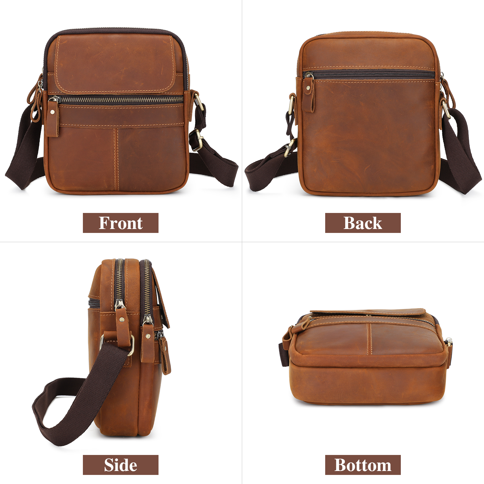 Vintage Men Messenger Shoulder Bag Genuine Leather Business Travel Handbag New - Picture 30 of 37