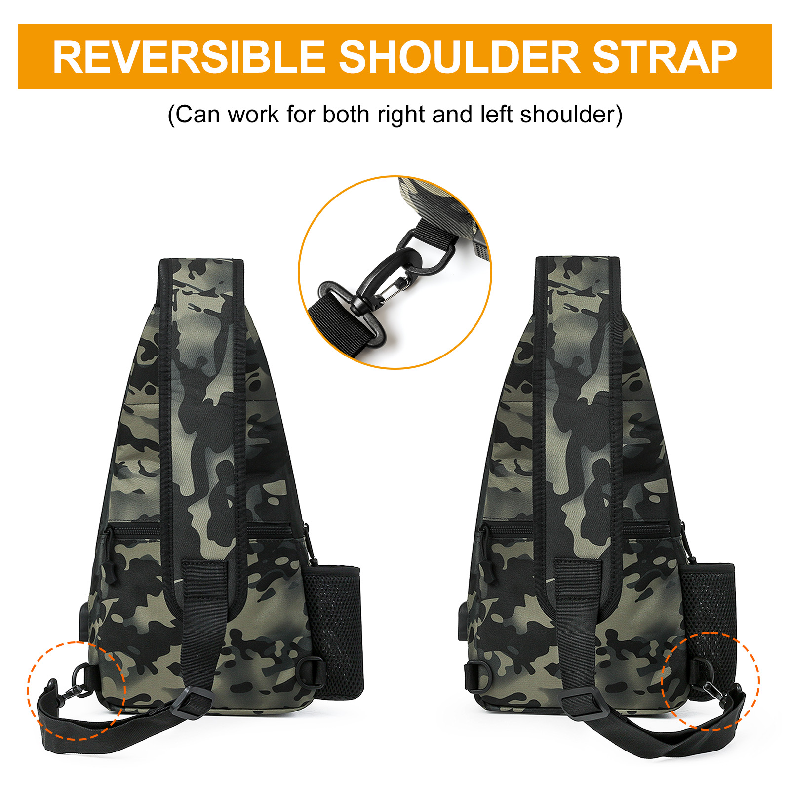 Mens Sling Backpack-Molle Tactical Military-Outdoor Travel Shoulder Chest Bag - Picture 50 of 68