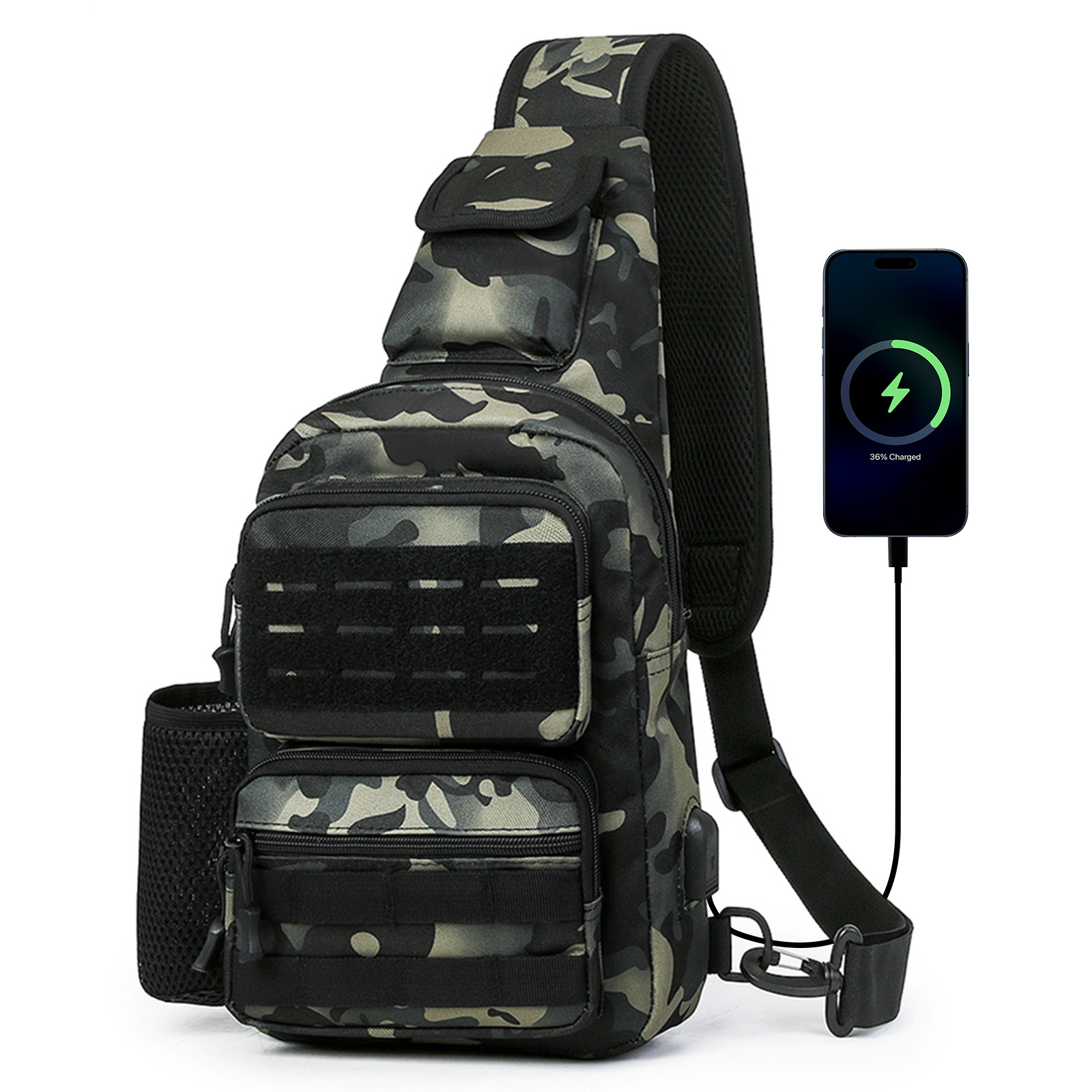 Mens Sling Backpack-Molle Tactical Military-Outdoor Travel Shoulder Chest Bag - Picture 48 of 68