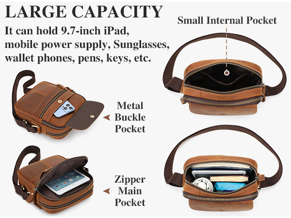 Vintage Men Messenger Shoulder Bag Genuine Leather Business Travel Handbag New - Picture 36 of 37