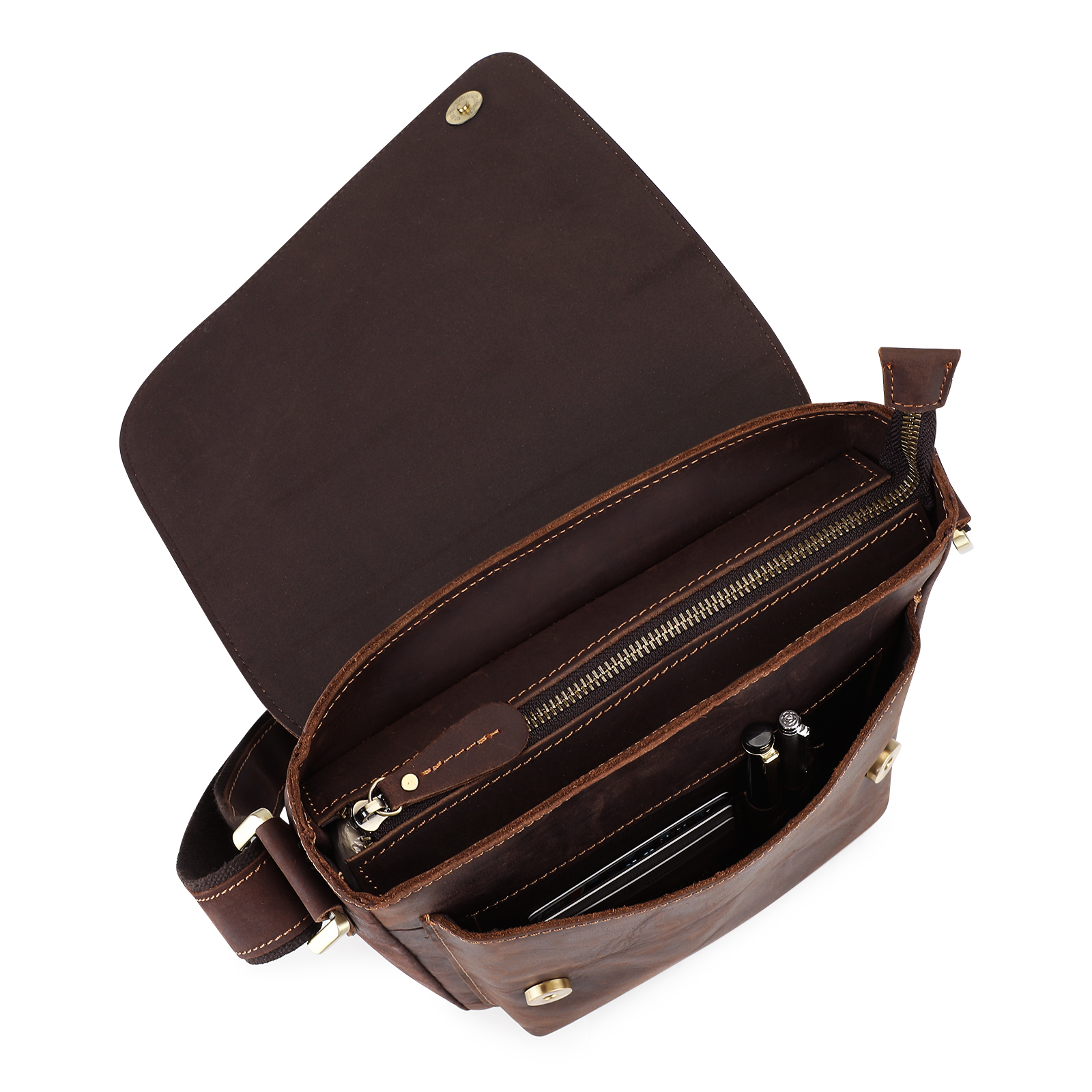 Vintage Men Messenger Shoulder Bag Genuine Leather Business Travel Handbag New - Picture 17 of 37