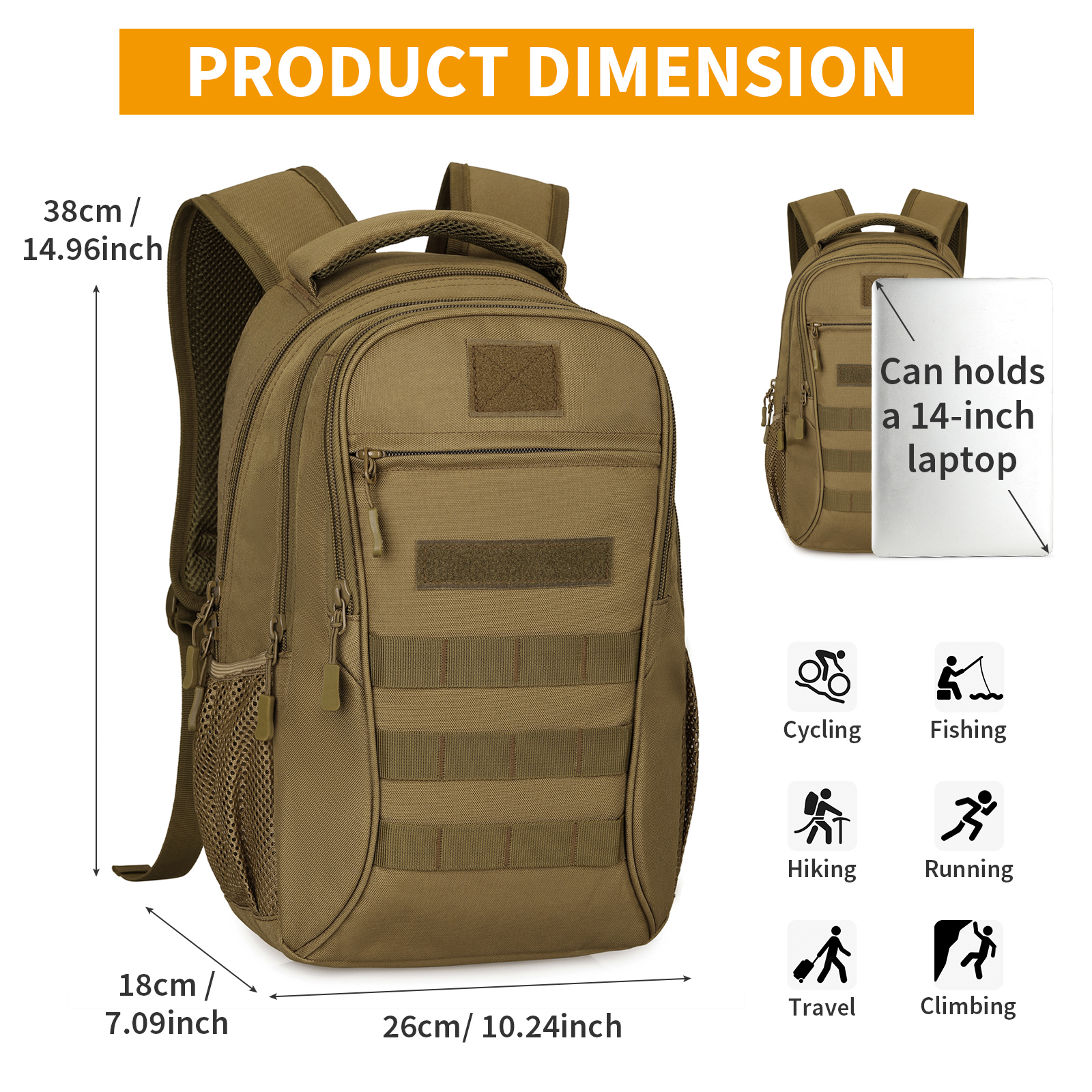 Militär Rucksack 15L Bundeswehr Rucksack Herren Taktischer Molle Schulrucksack