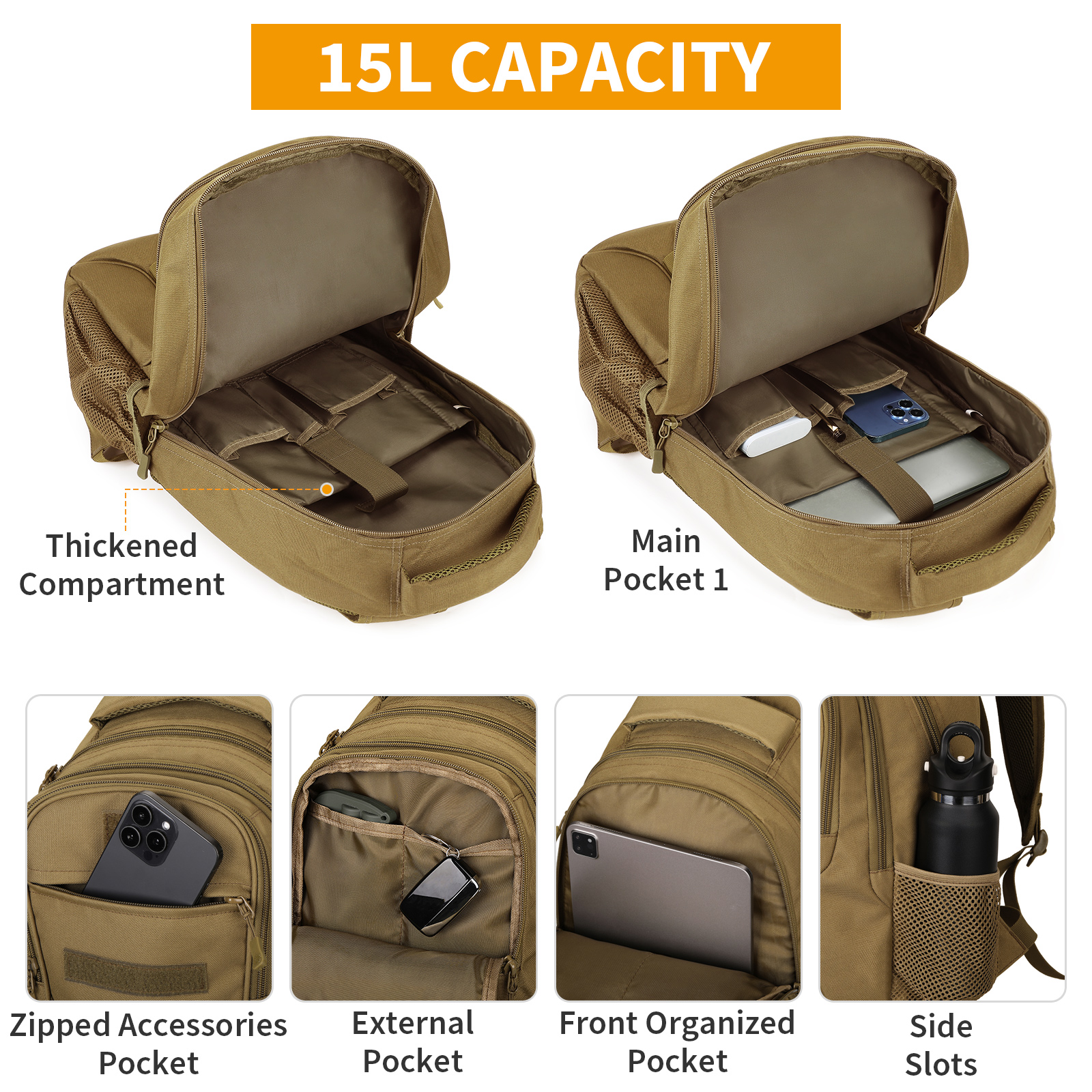 Militär Rucksack 15L Bundeswehr Rucksack Herren Taktischer Molle Schulrucksack