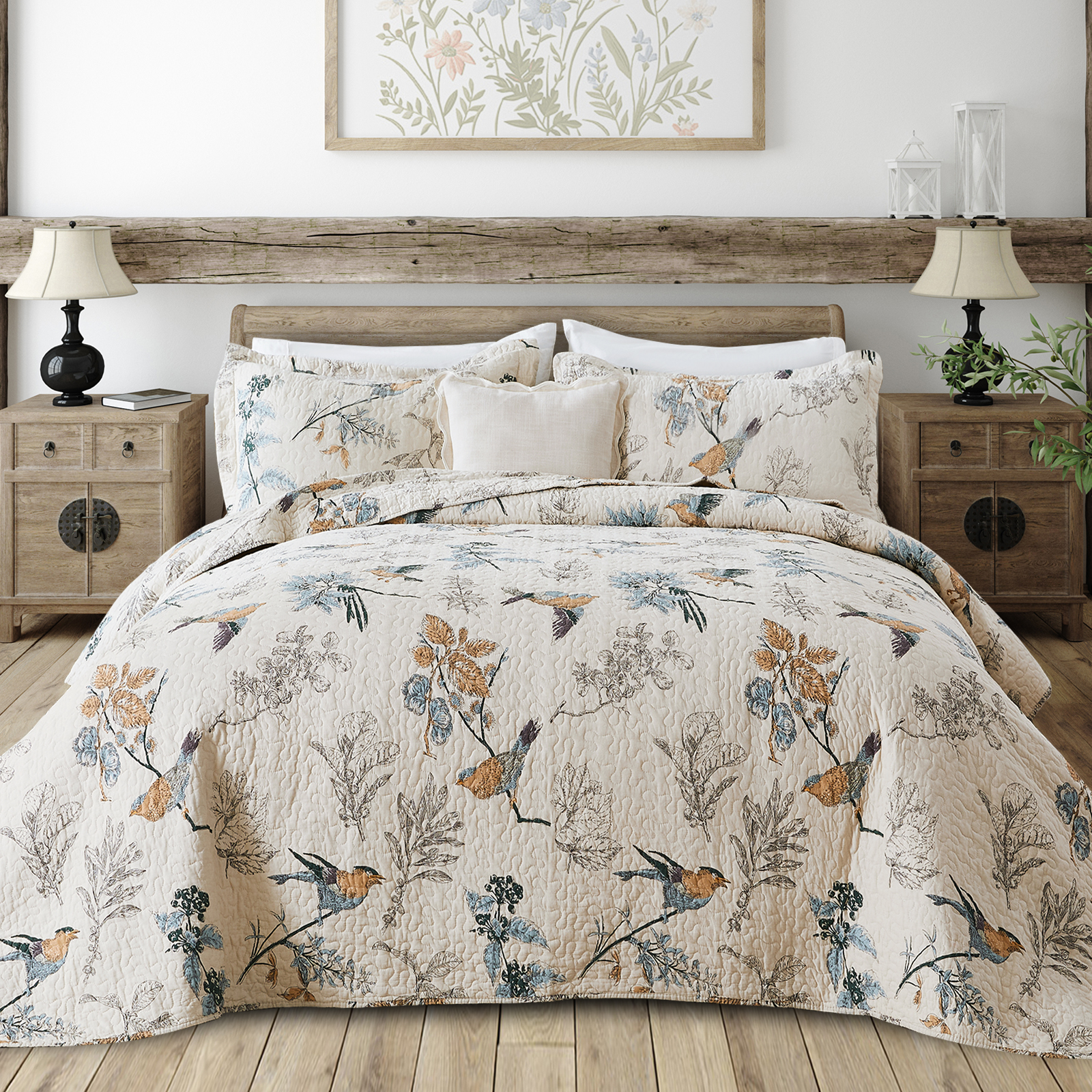3 Piece Vintage Quilt Set Reversible Quilt Bedspread Bedding Set Queen King Size - Picture 36 of 36