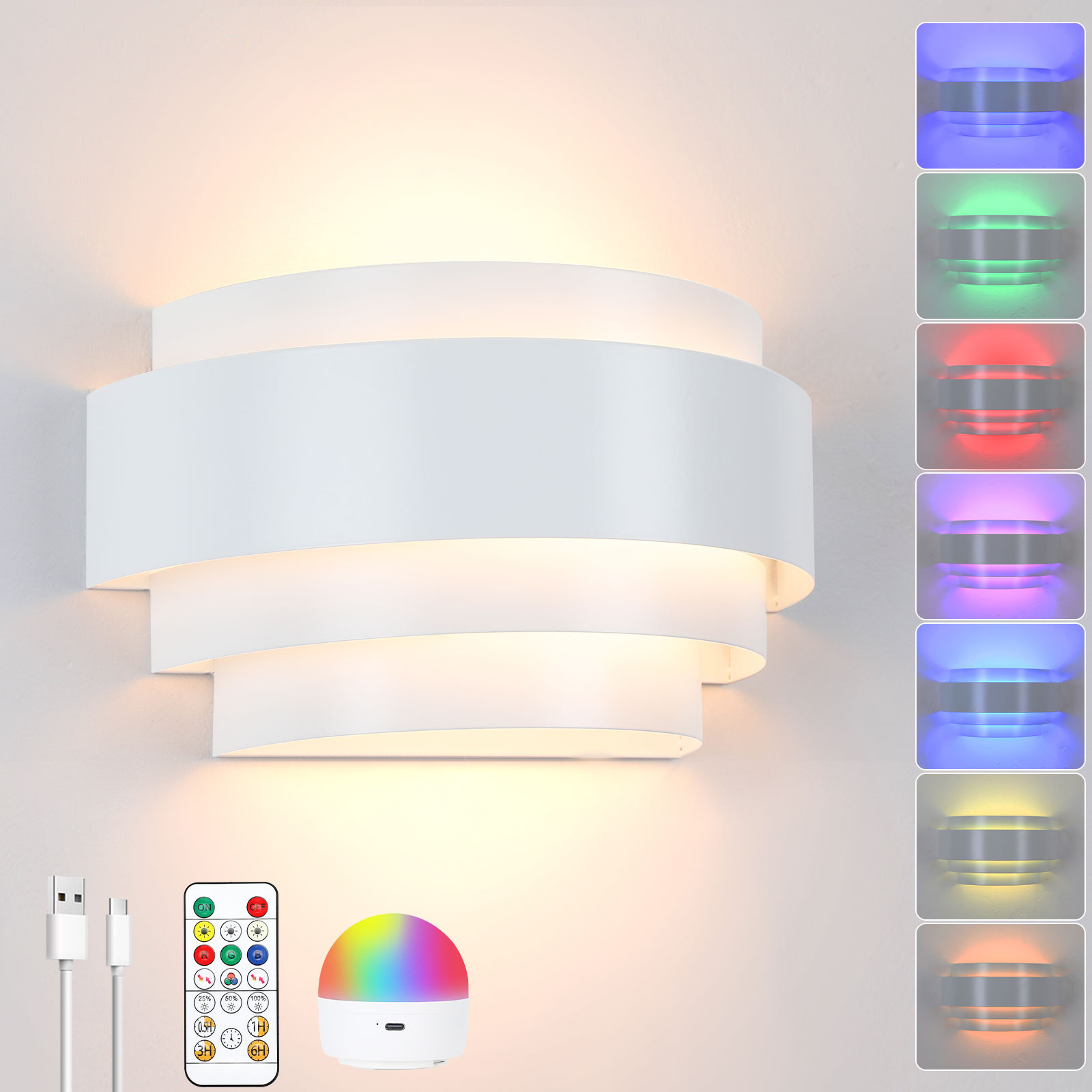 Battery Operated Wall Light Cordless Wall Lamp Indoor with Remote Rechargable