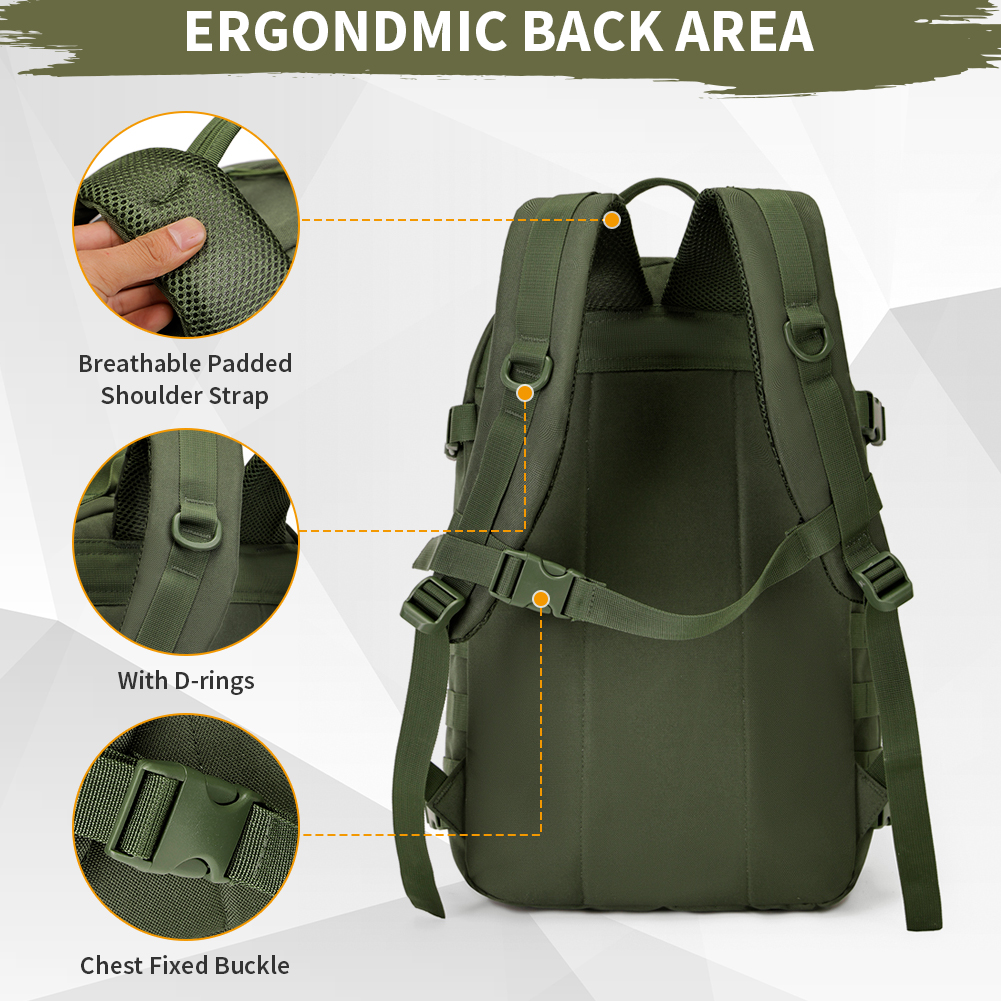 Tactical Backpack 25L Military Molle Rucksack Waterproof Mens Bag Camping Hiking - Picture 12 of 19