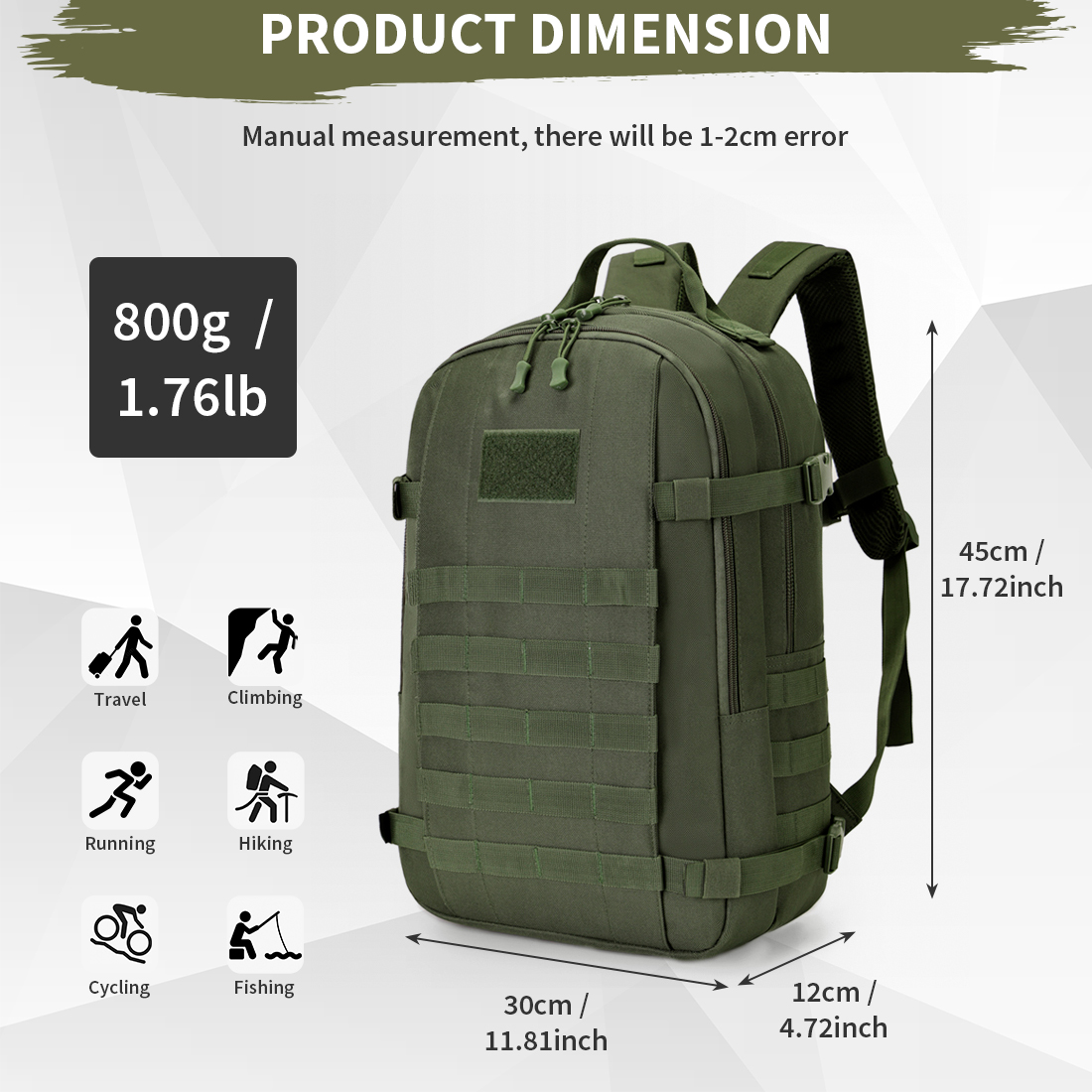 Tactical Backpack 25L Military Molle Rucksack Waterproof Mens Bag Camping Hiking - Picture 14 of 19