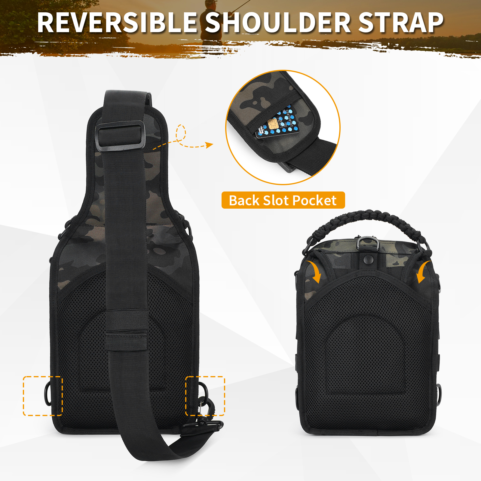 Mens Sling Backpack-Molle Tactical Military-Outdoor Travel Shoulder Chest Bag - Picture 38 of 68