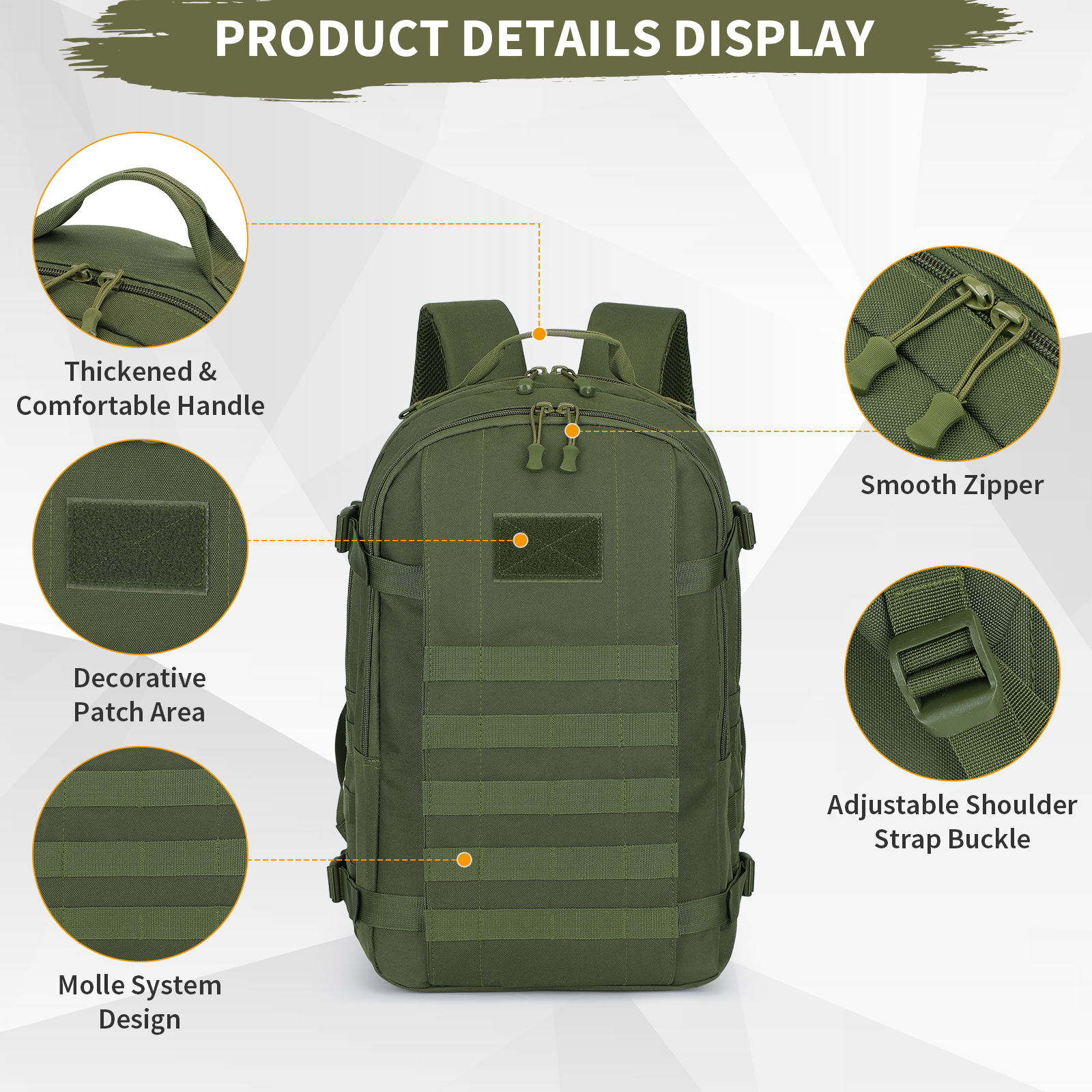 Tactical Backpack 25L Military Molle Rucksack Waterproof Mens Bag Camping Hiking - Picture 17 of 19