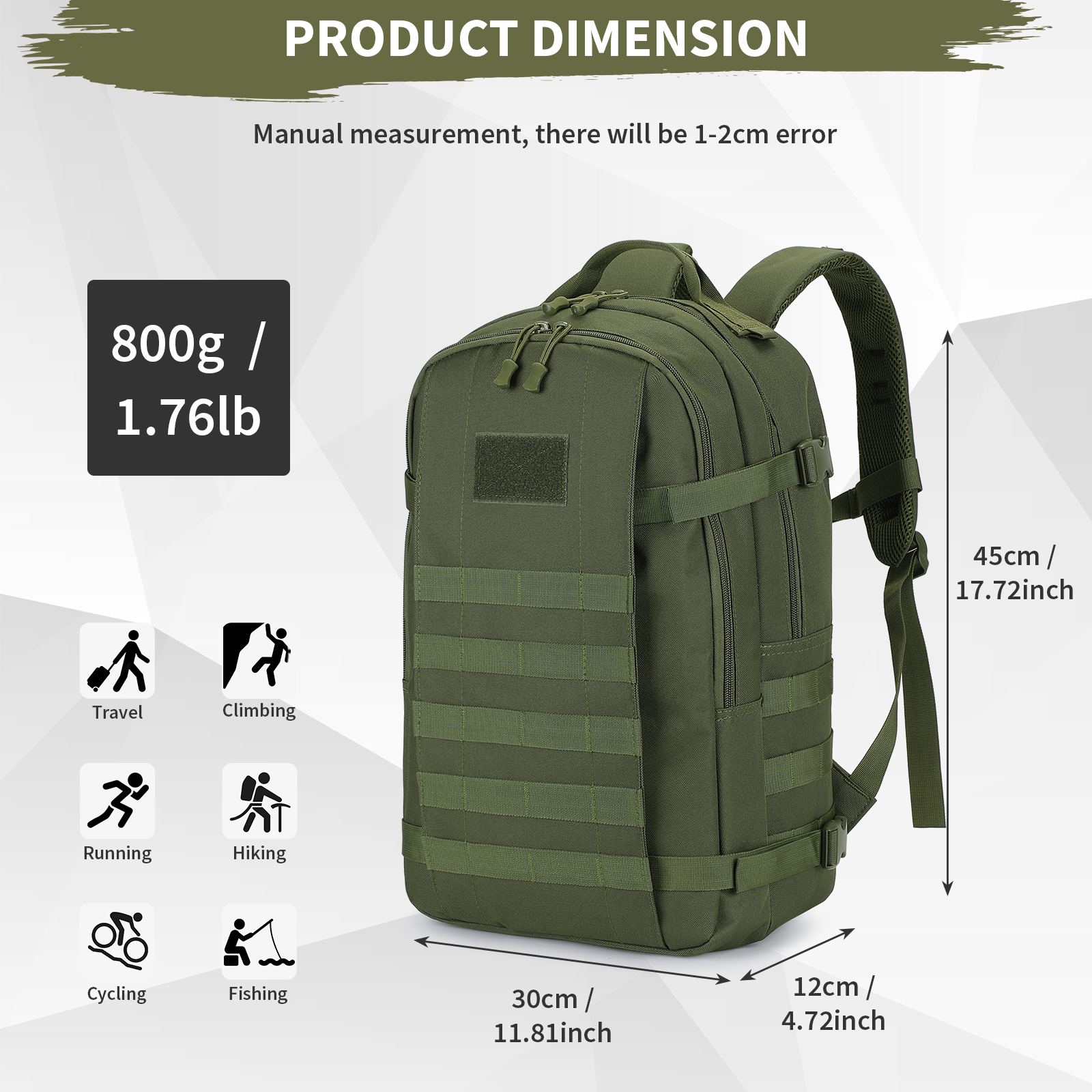 Tactical Backpack 25L Military Molle Rucksack Waterproof Mens Bag Camping Hiking - Picture 19 of 19